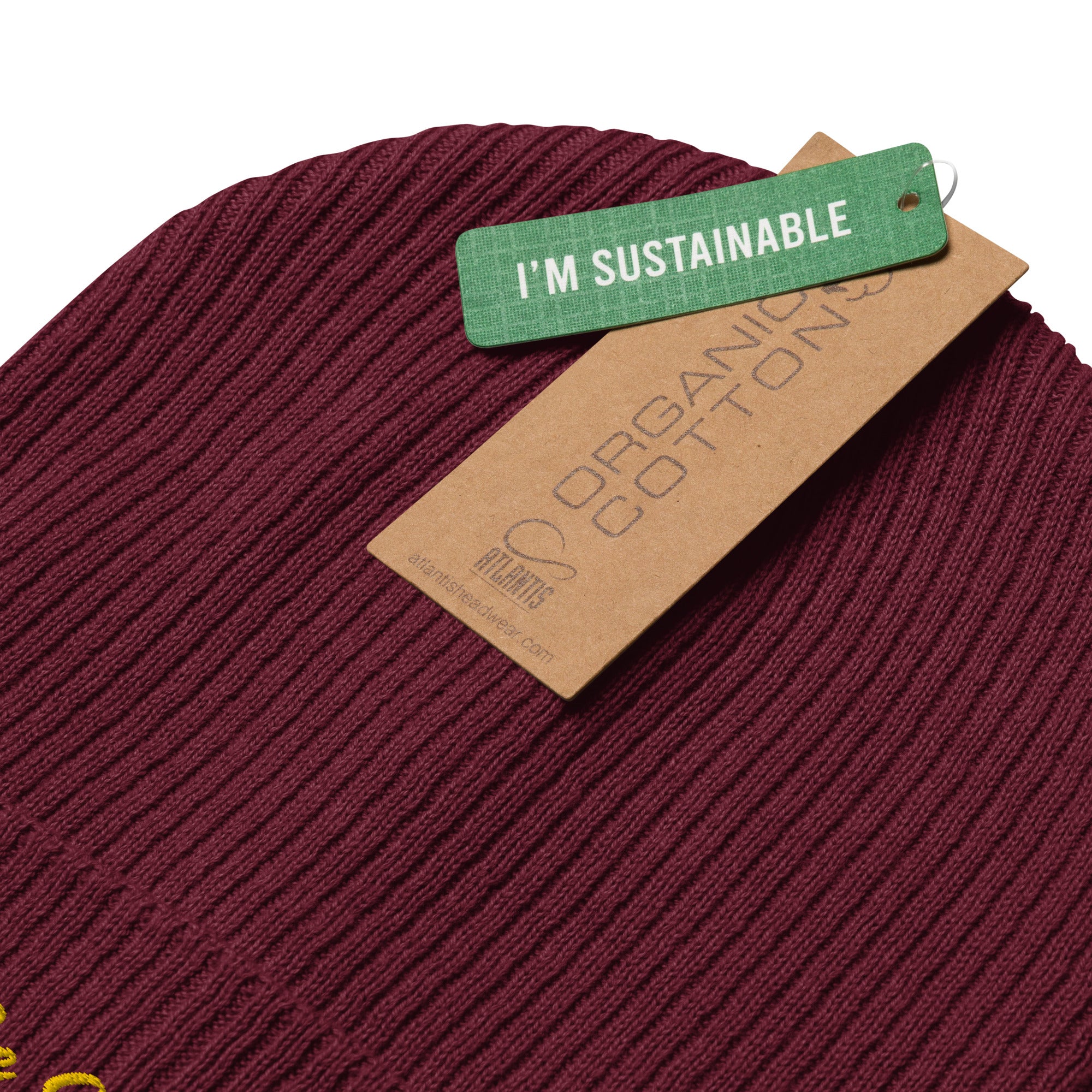 Organic ribbed beanie Keep The Sea Clean Gold