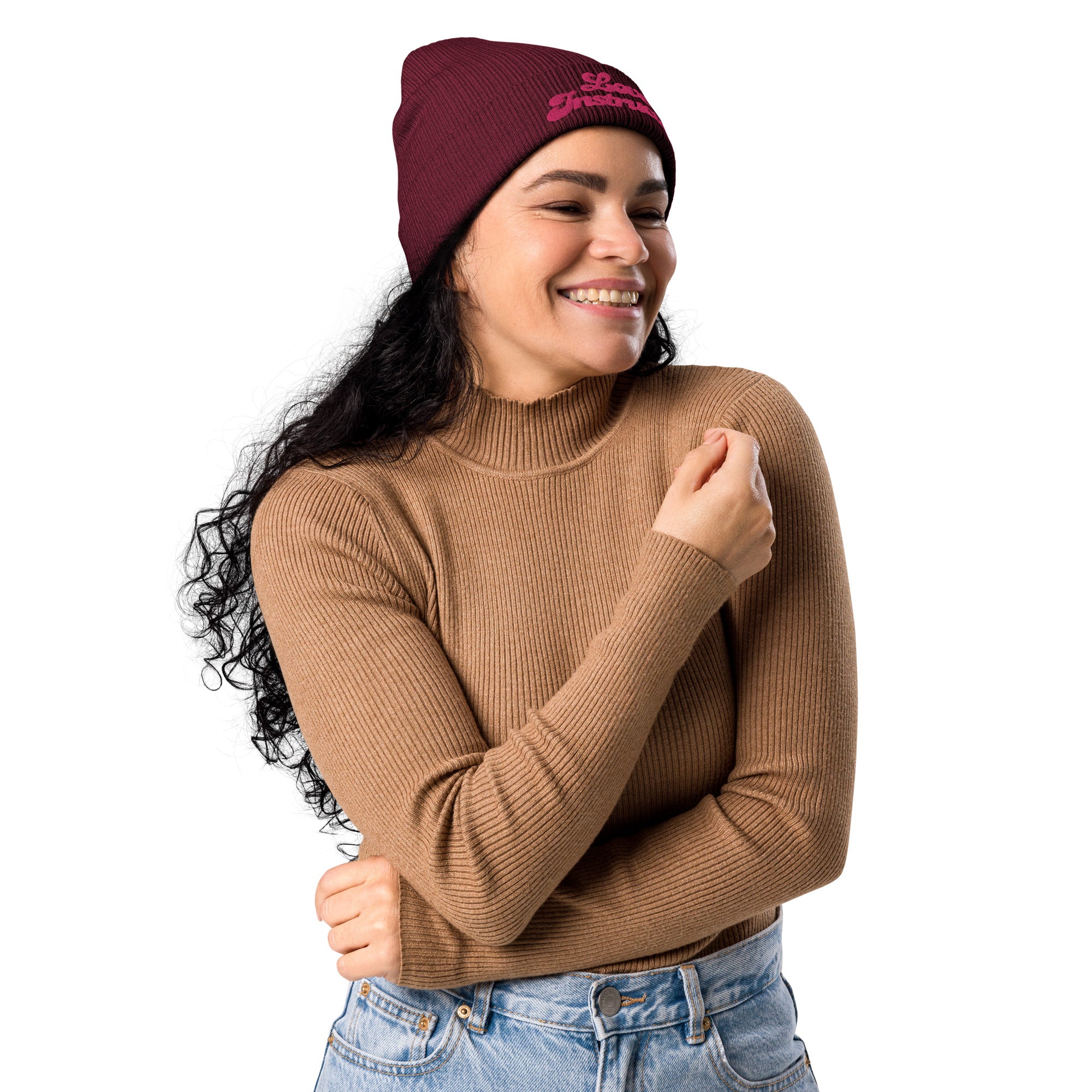 Organic ribbed beanie Love Instructor