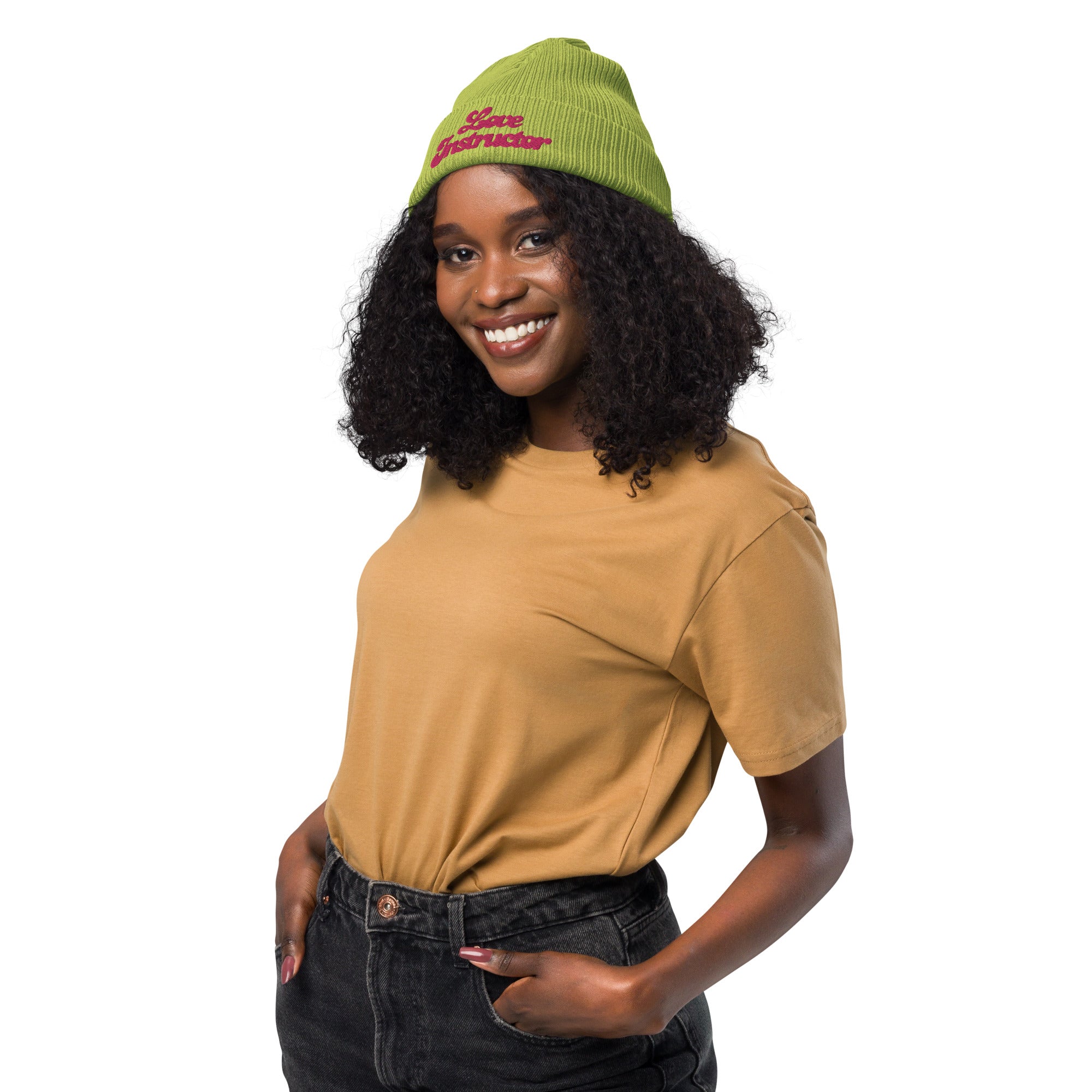 Organic ribbed beanie Love Instructor