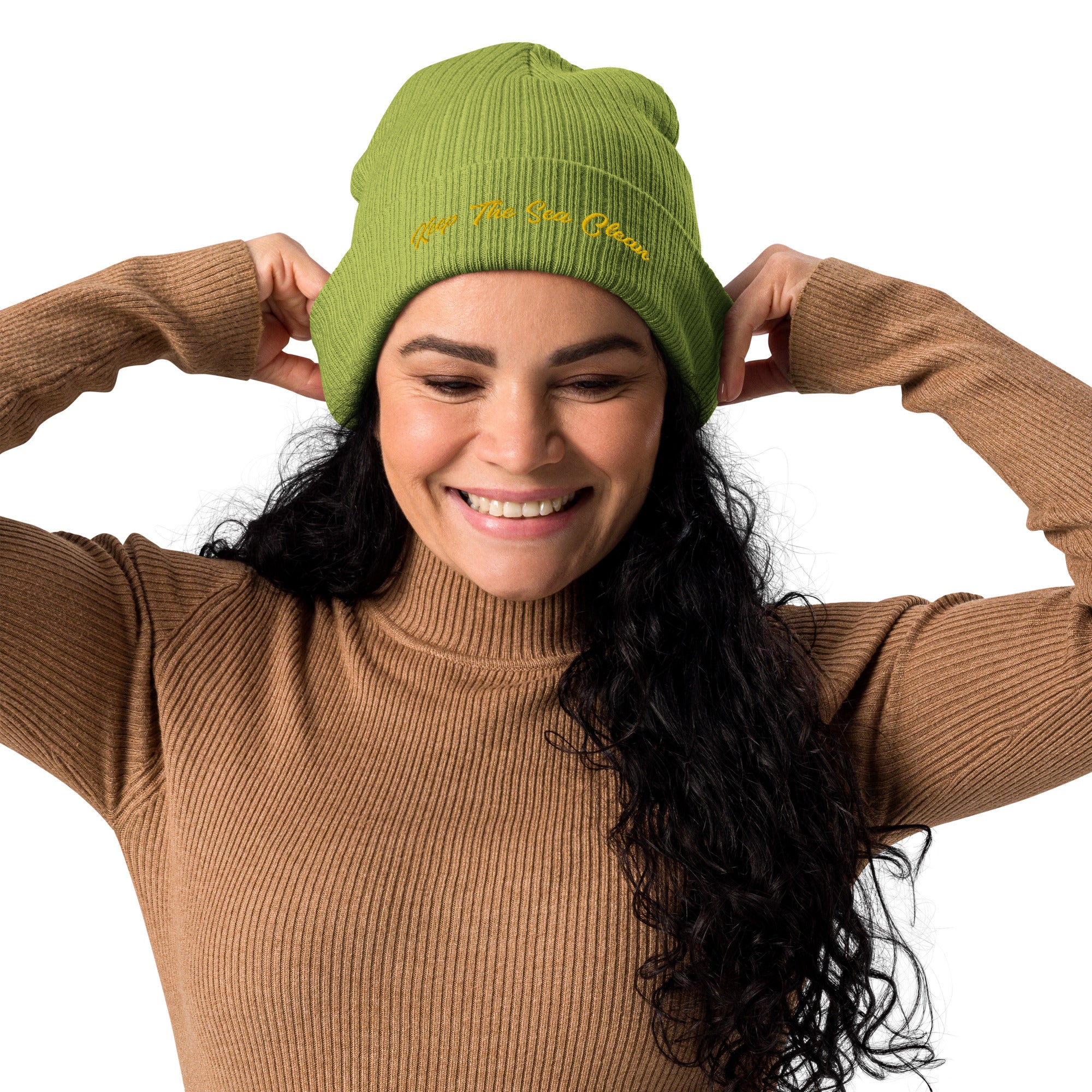 Organic ribbed beanie Keep The Sea Clean Gold