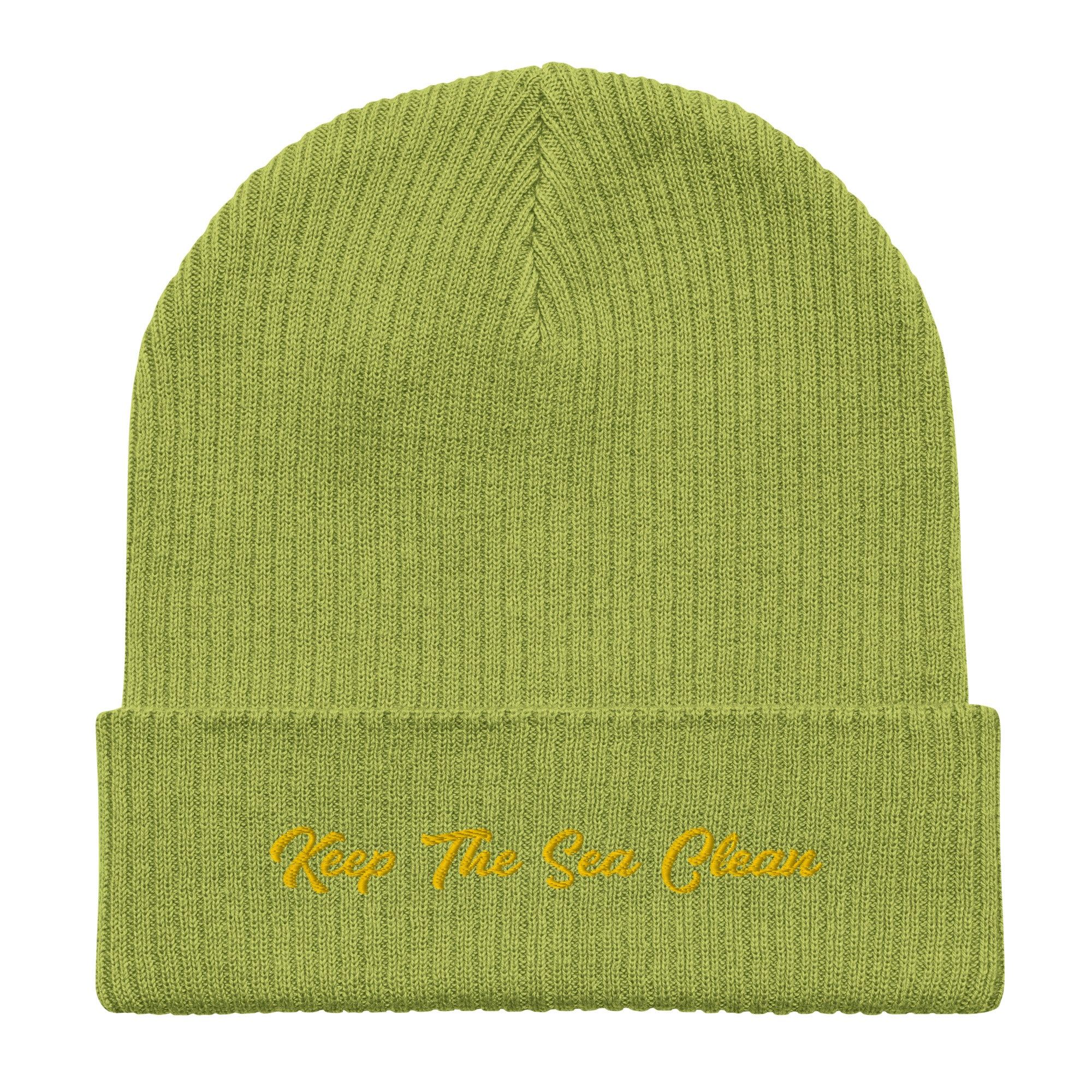 Organic ribbed beanie Keep The Sea Clean Gold