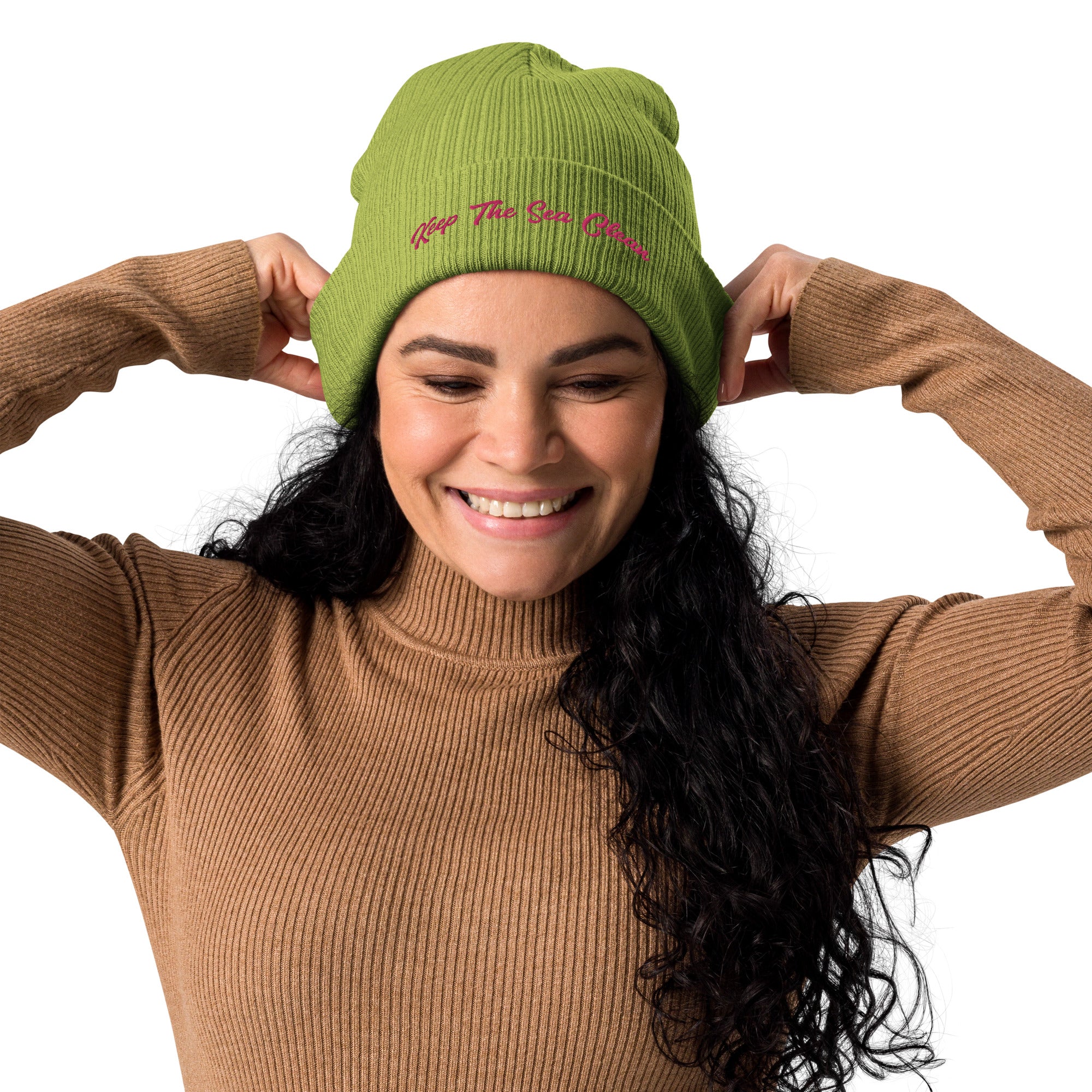 Organic ribbed beanie Keep The Sea Clean Flamingo