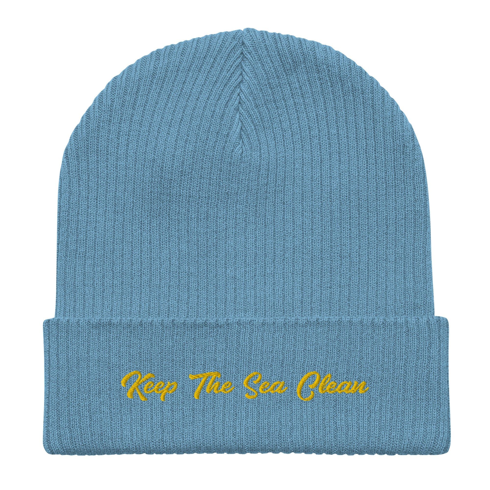 Organic ribbed beanie Keep The Sea Clean Gold