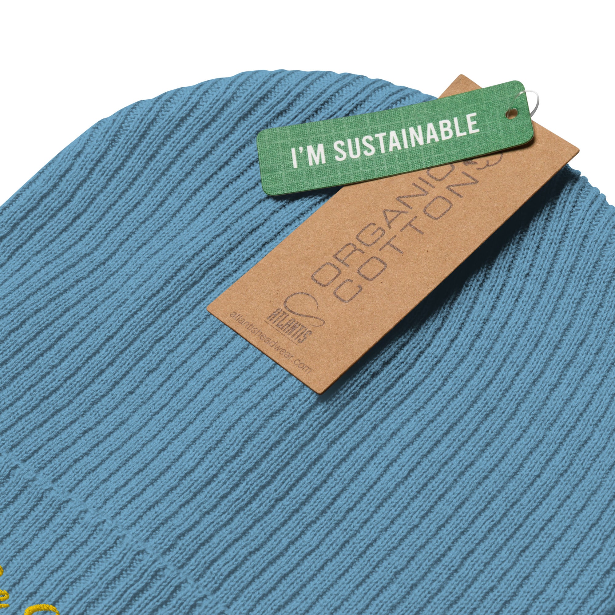 Organic ribbed beanie Keep The Sea Clean Gold