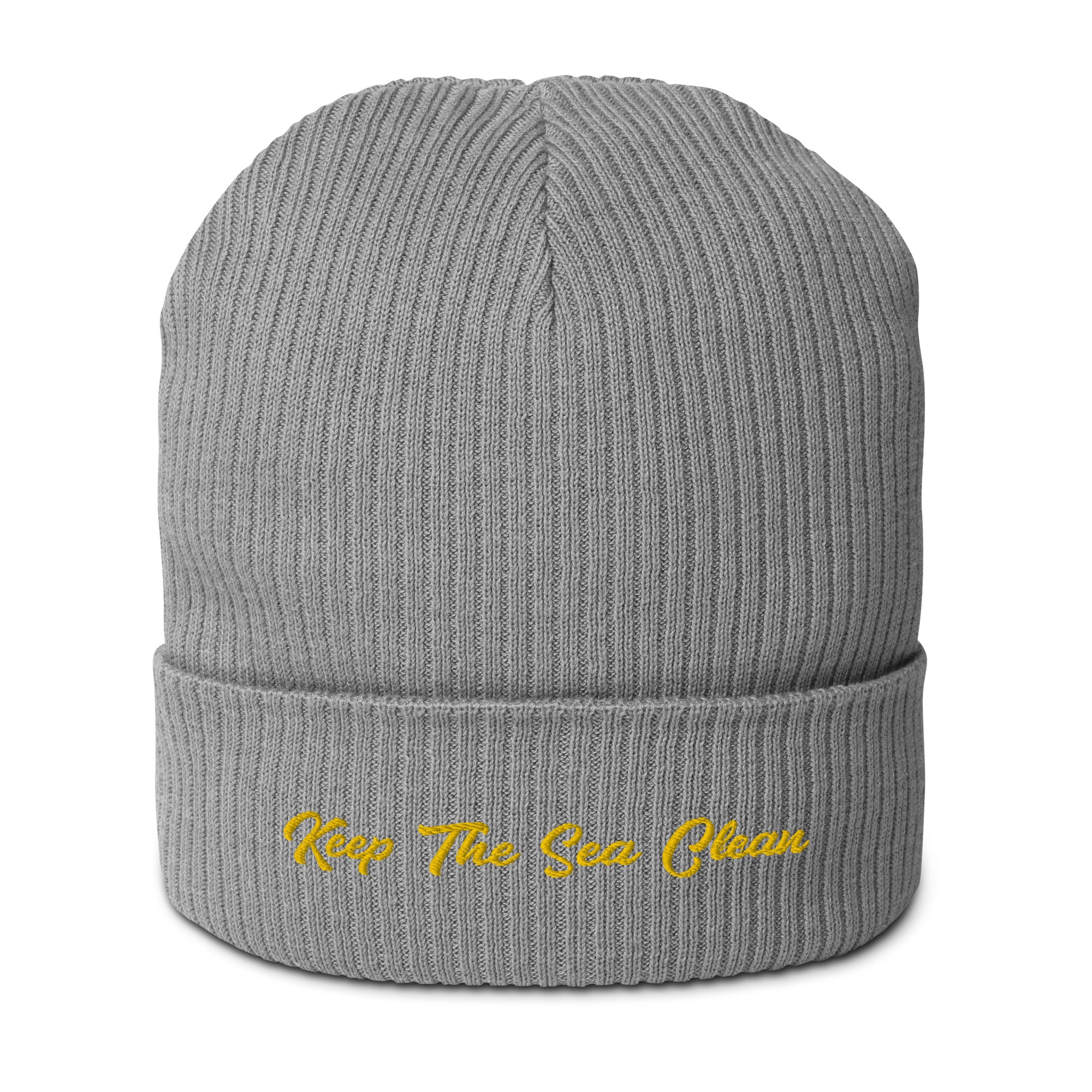 Organic ribbed beanie Keep The Sea Clean Gold