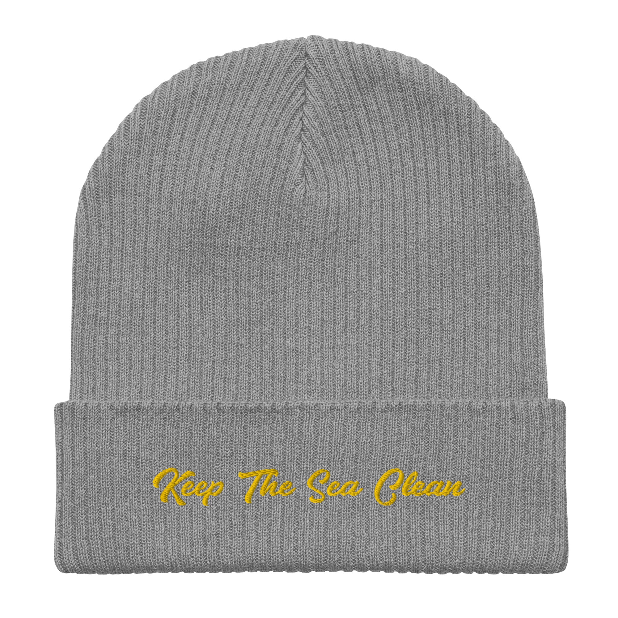 Organic ribbed beanie Keep The Sea Clean Gold