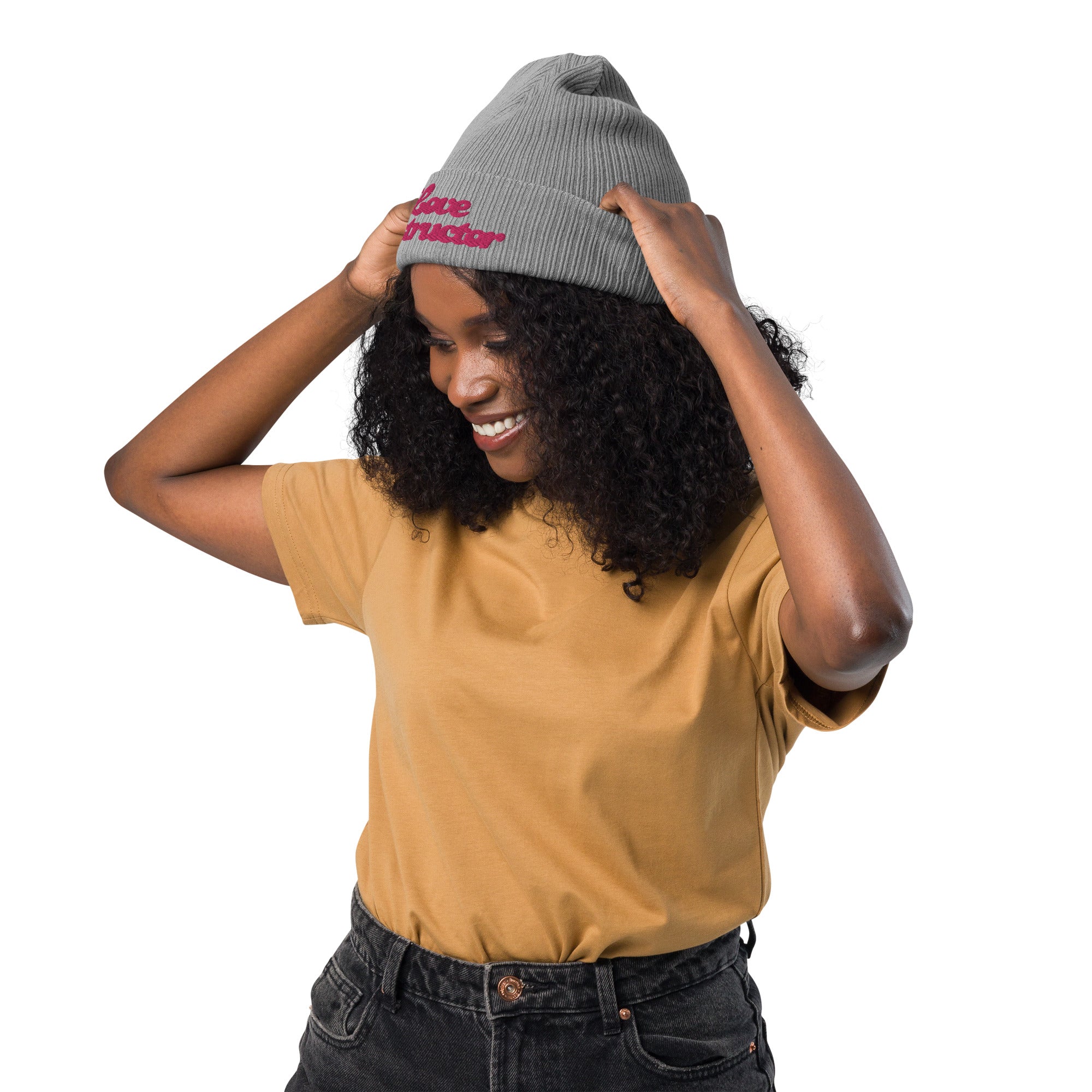 Organic ribbed beanie Love Instructor