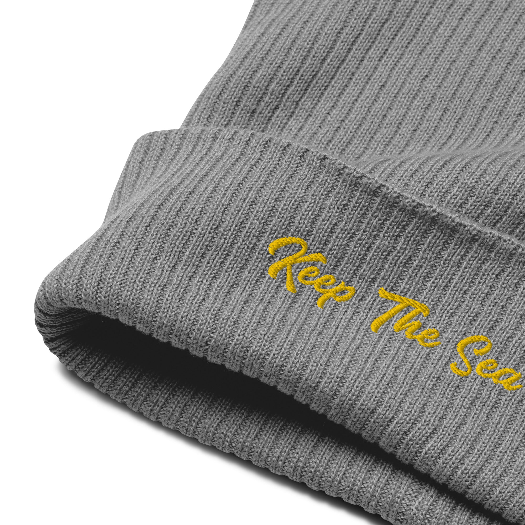 Organic ribbed beanie Keep The Sea Clean Gold