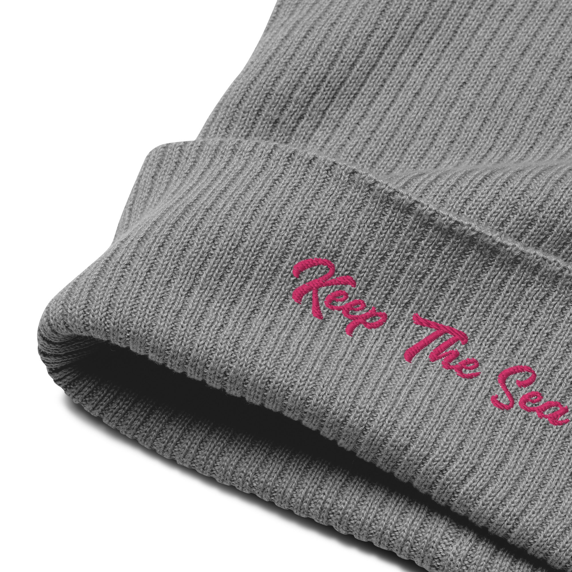 Organic ribbed beanie Keep The Sea Clean Flamingo