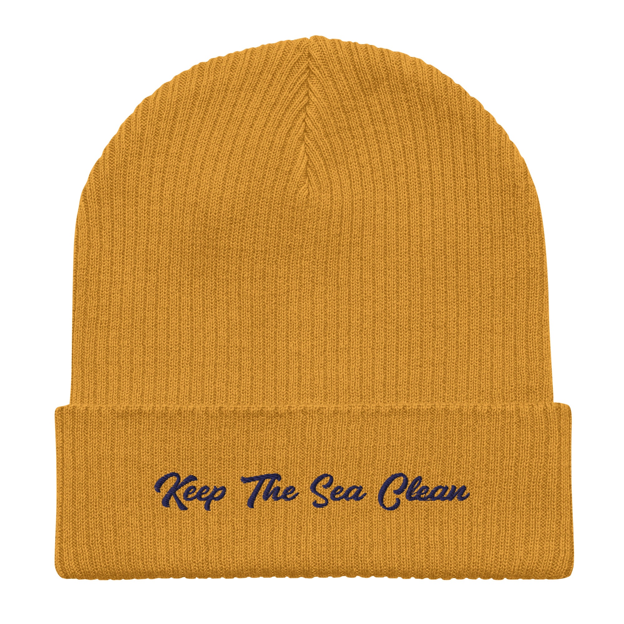 Organic ribbed beanie Keep The Sea Clean Navy