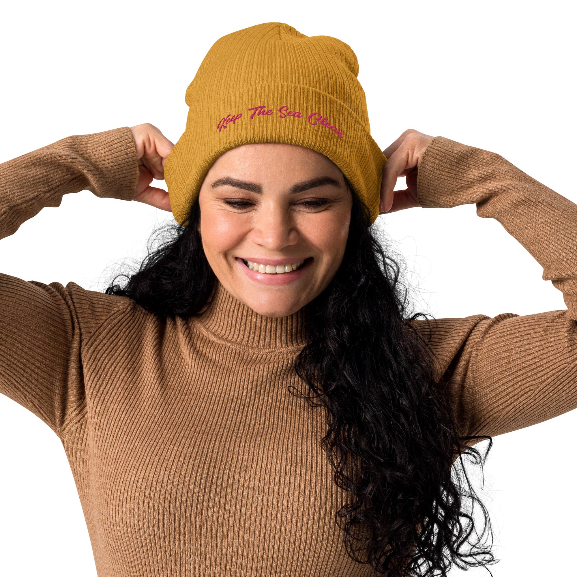 Organic ribbed beanie Keep The Sea Clean Flamingo