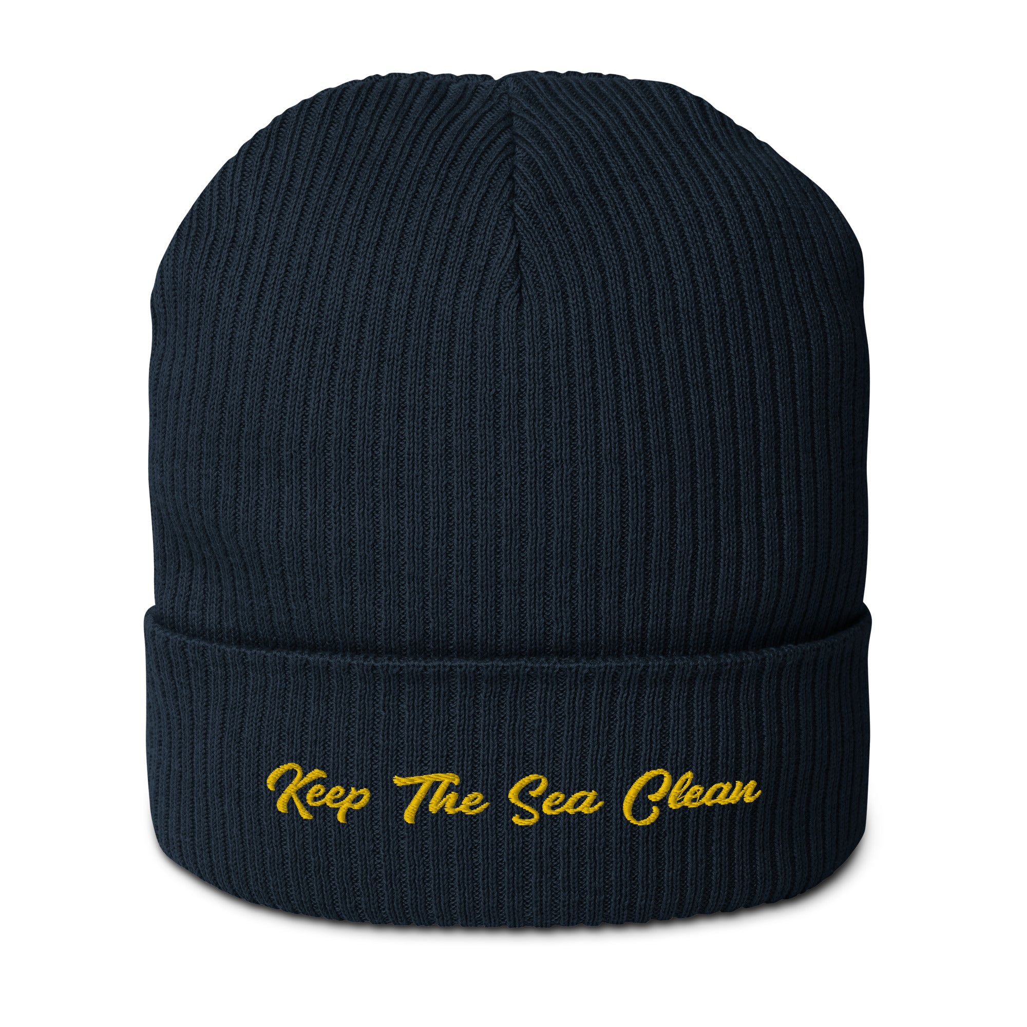 Organic ribbed beanie Keep The Sea Clean Gold