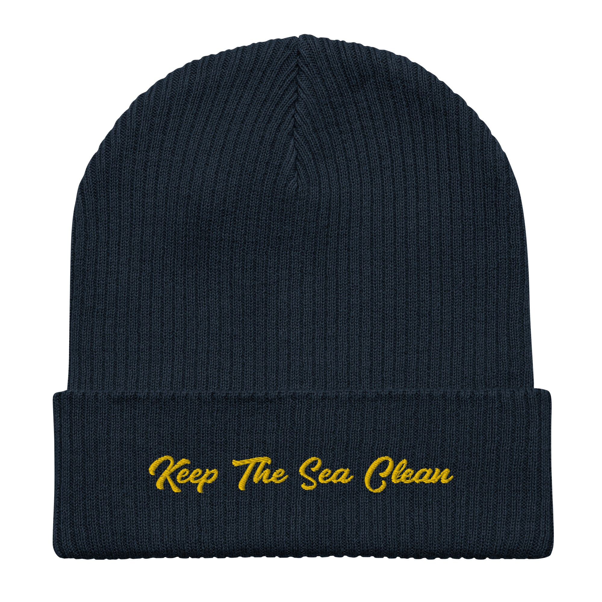 Organic ribbed beanie Keep The Sea Clean Gold