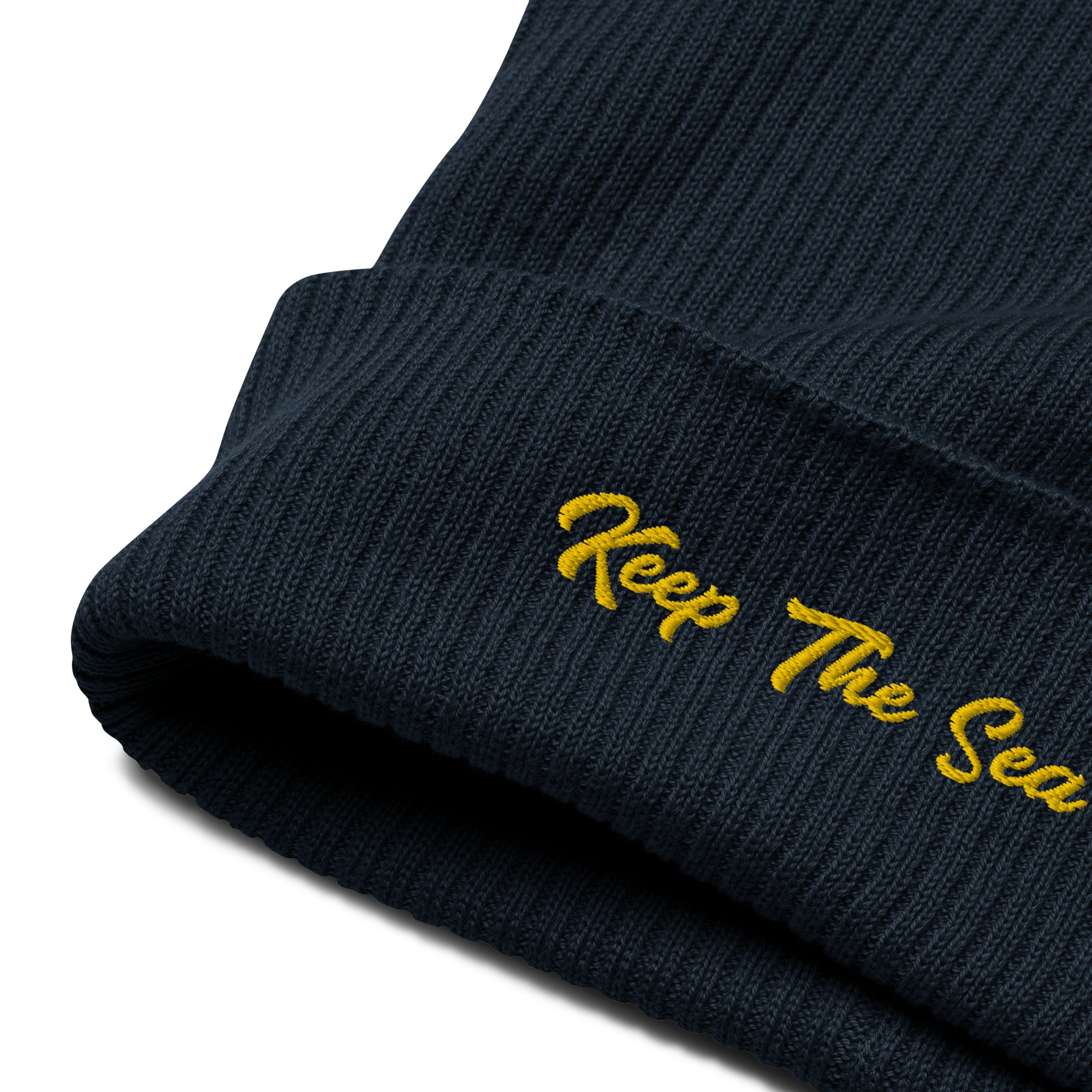 Organic ribbed beanie Keep The Sea Clean Gold