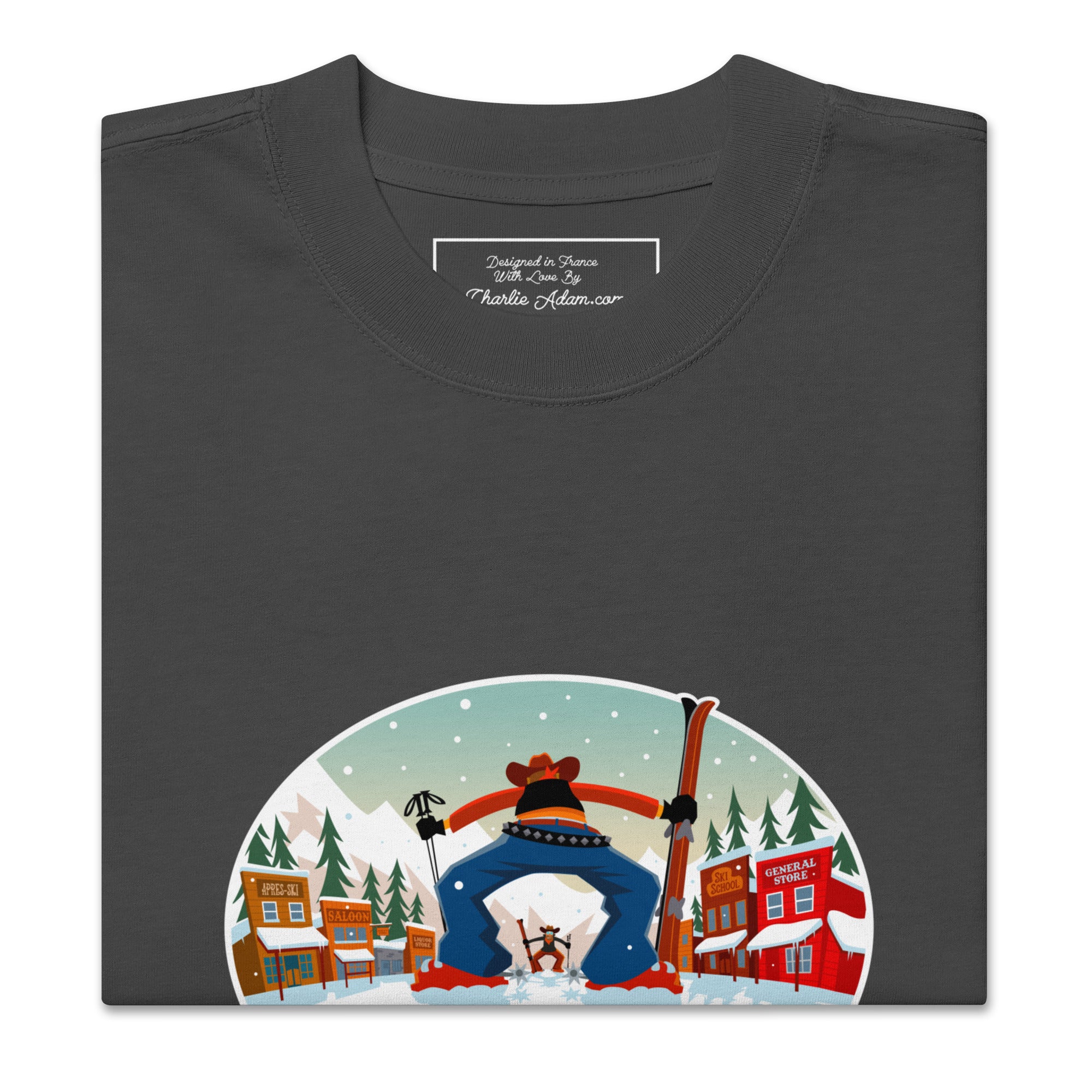 T-shirt oversize épais en cotton Ski Fight at OK Corral