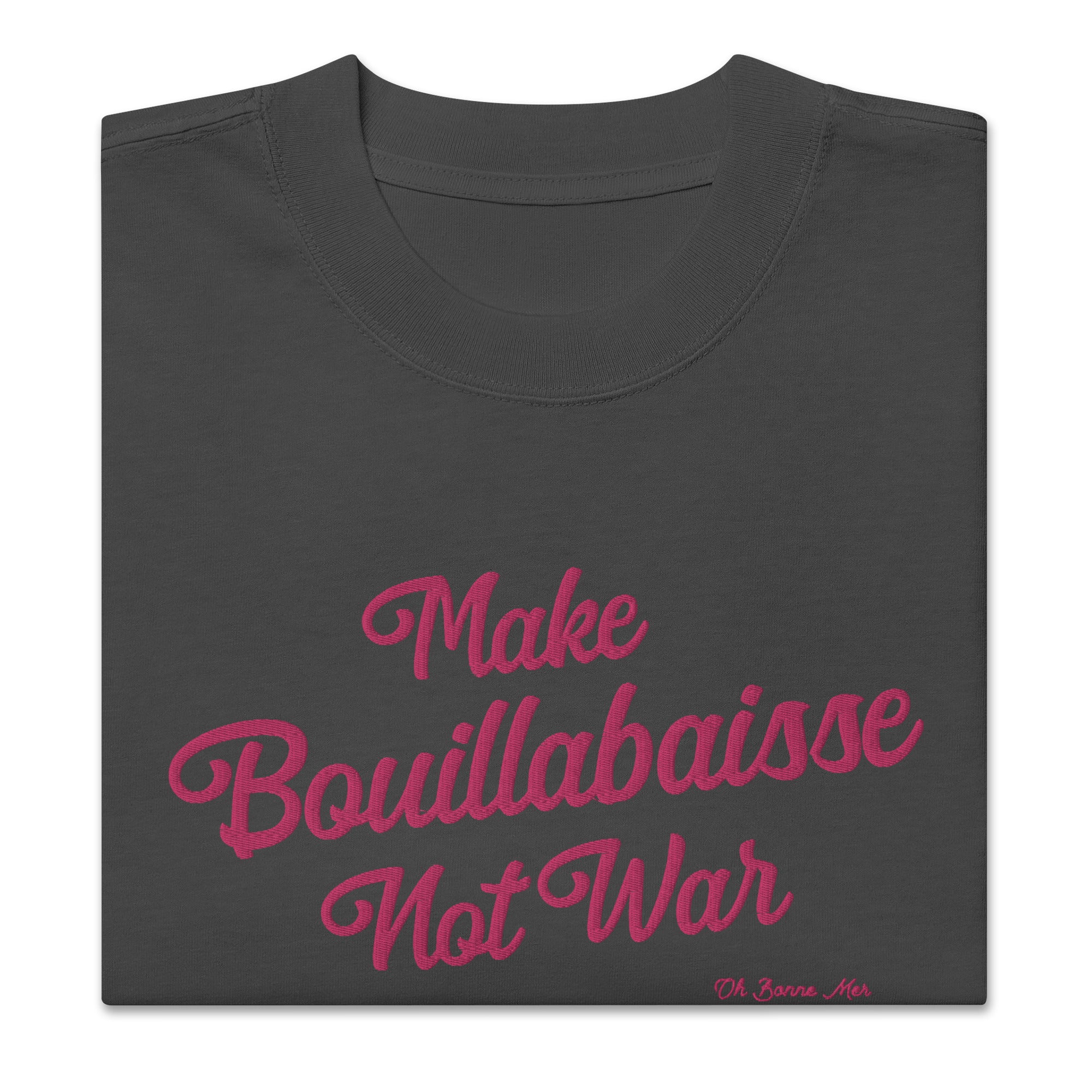 T-shirt oversize épais en cotton Make Bouillabaisse Not War Flamingo grand motif brodé