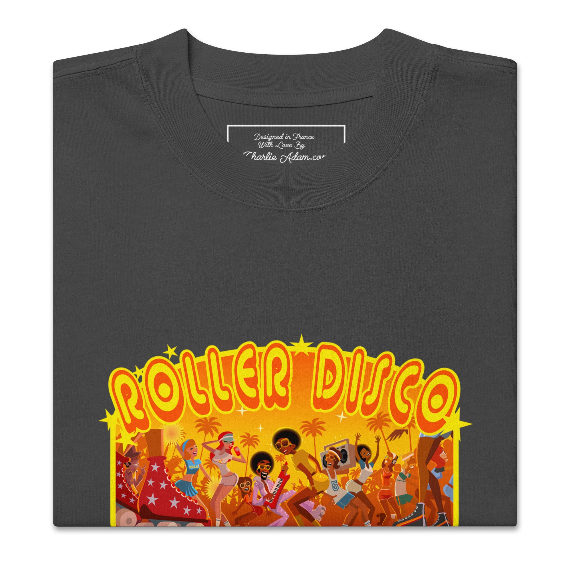 Oversized heavy blend cotton t-shirt Roller Disco (front & back)