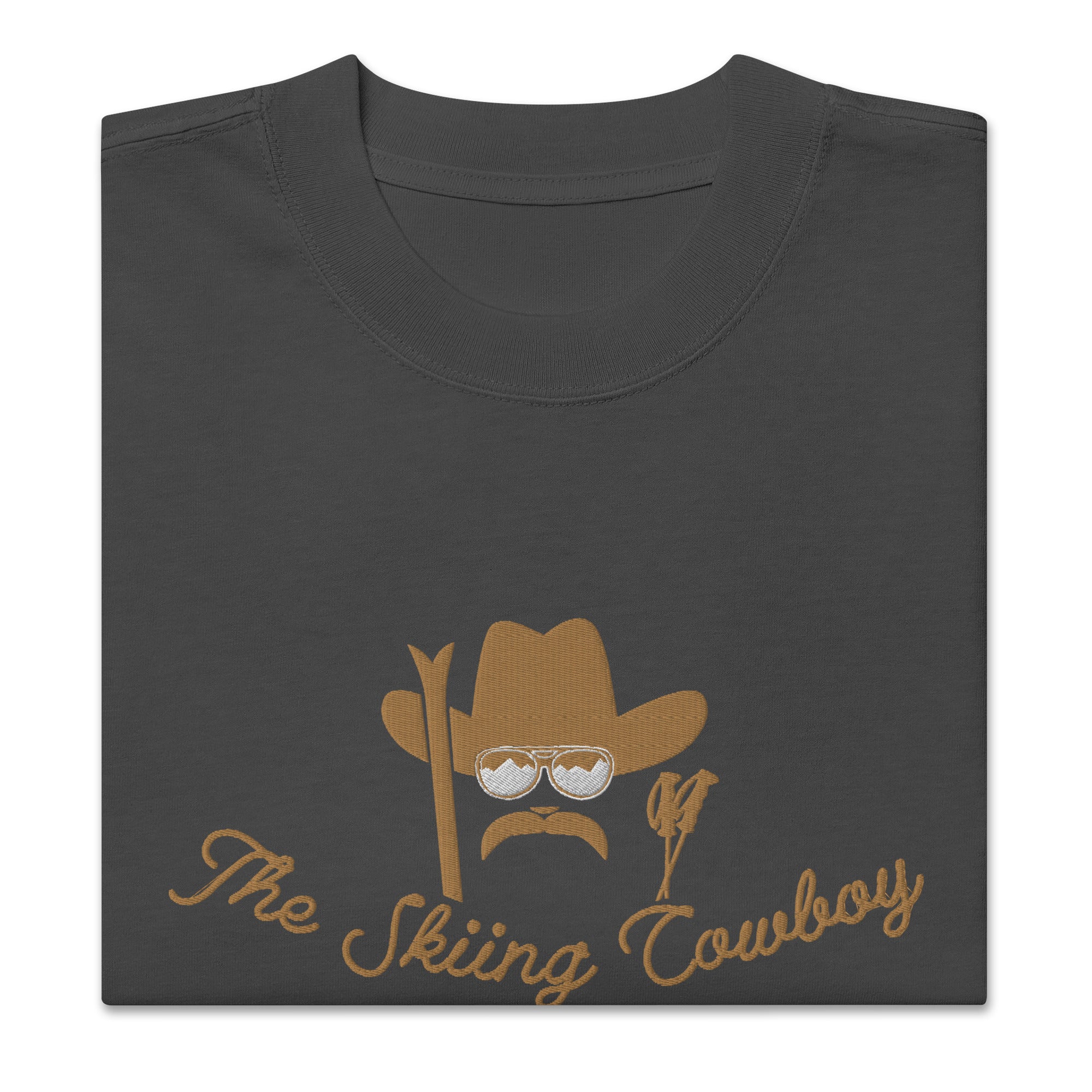 T-shirt oversize épais en coton The Skiing Cowboy brodé Old Gold