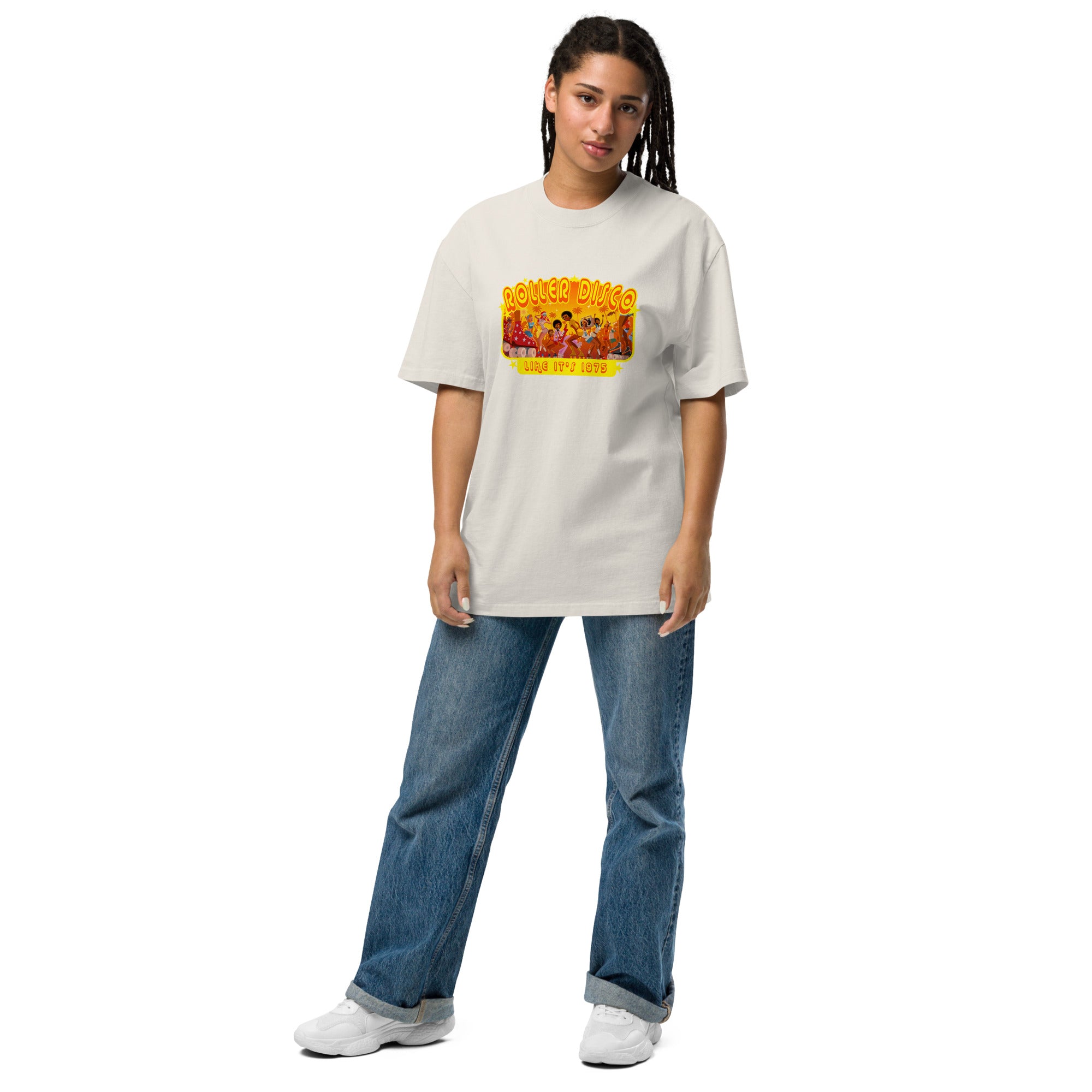 Oversized heavy blend cotton t-shirt Roller Disco (front & back)