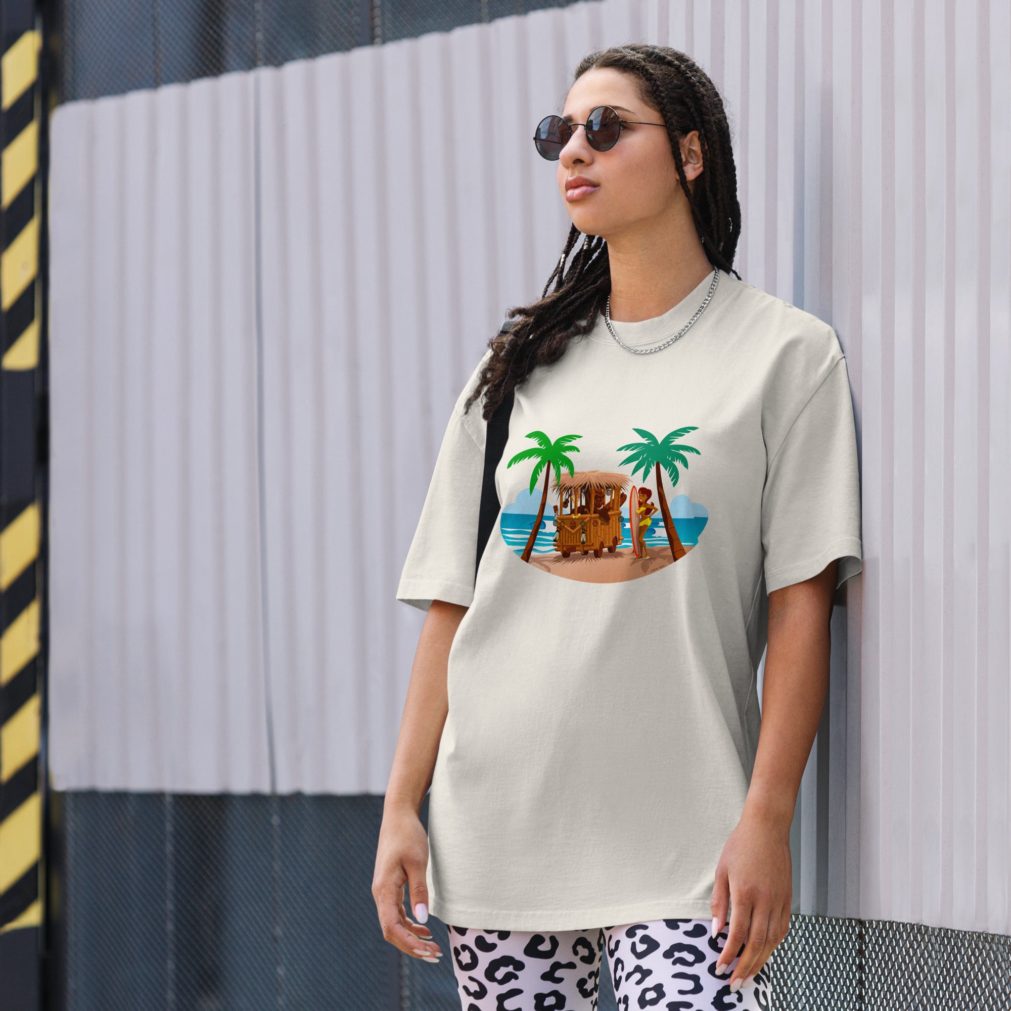 T-shirt oversize épais en coton Tiki Kombi