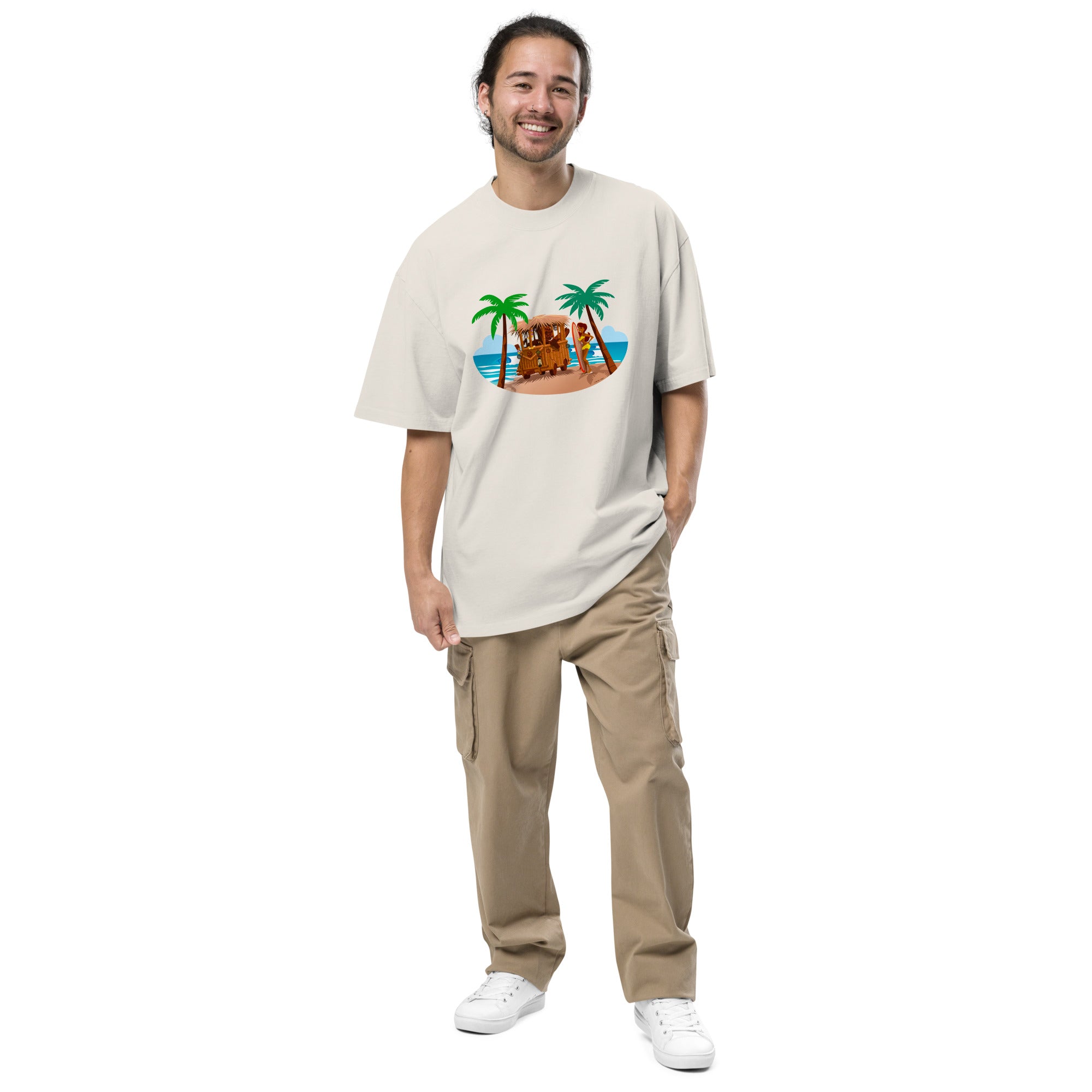 T-shirt oversize épais en coton Tiki Kombi