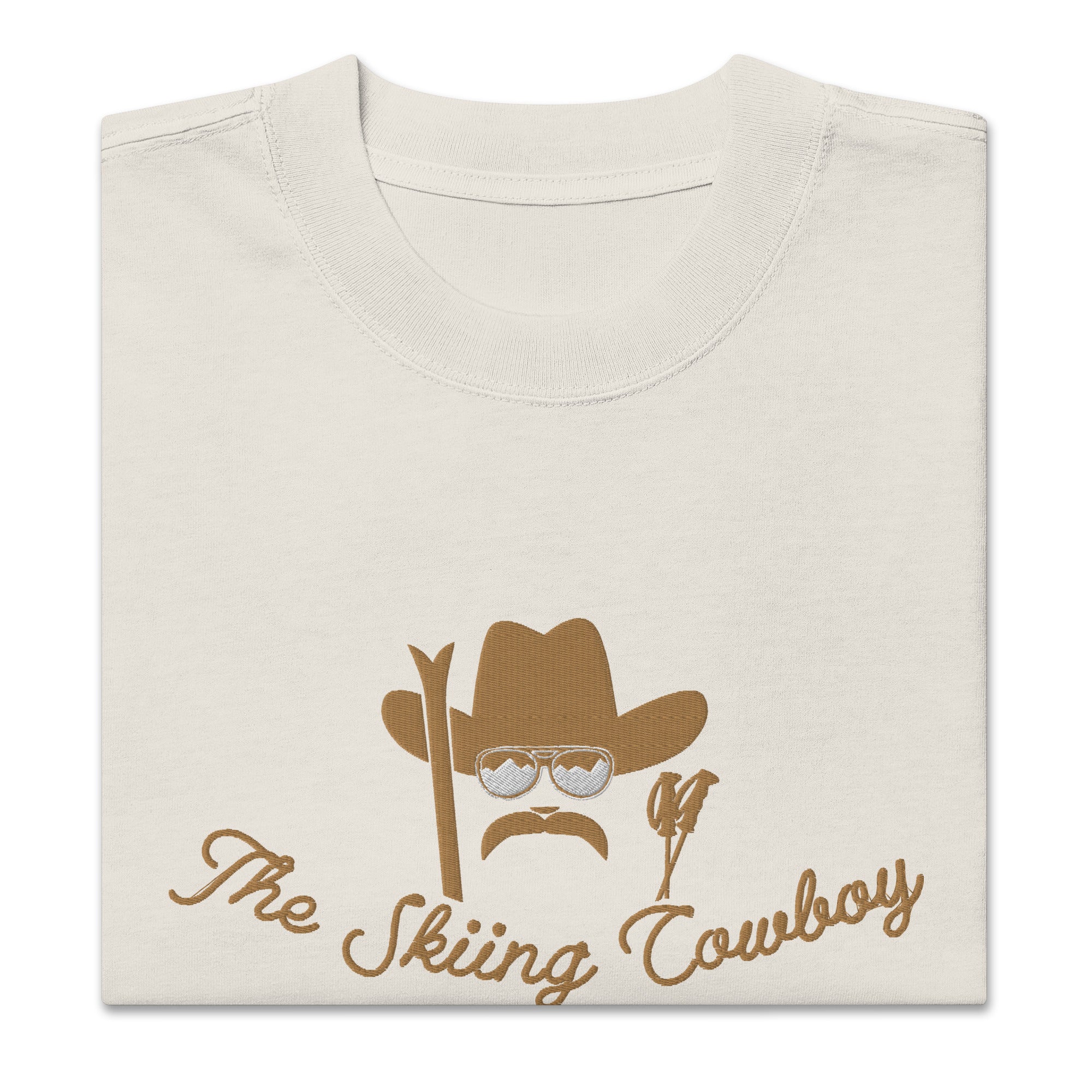 T-shirt oversize épais en coton The Skiing Cowboy brodé Old Gold