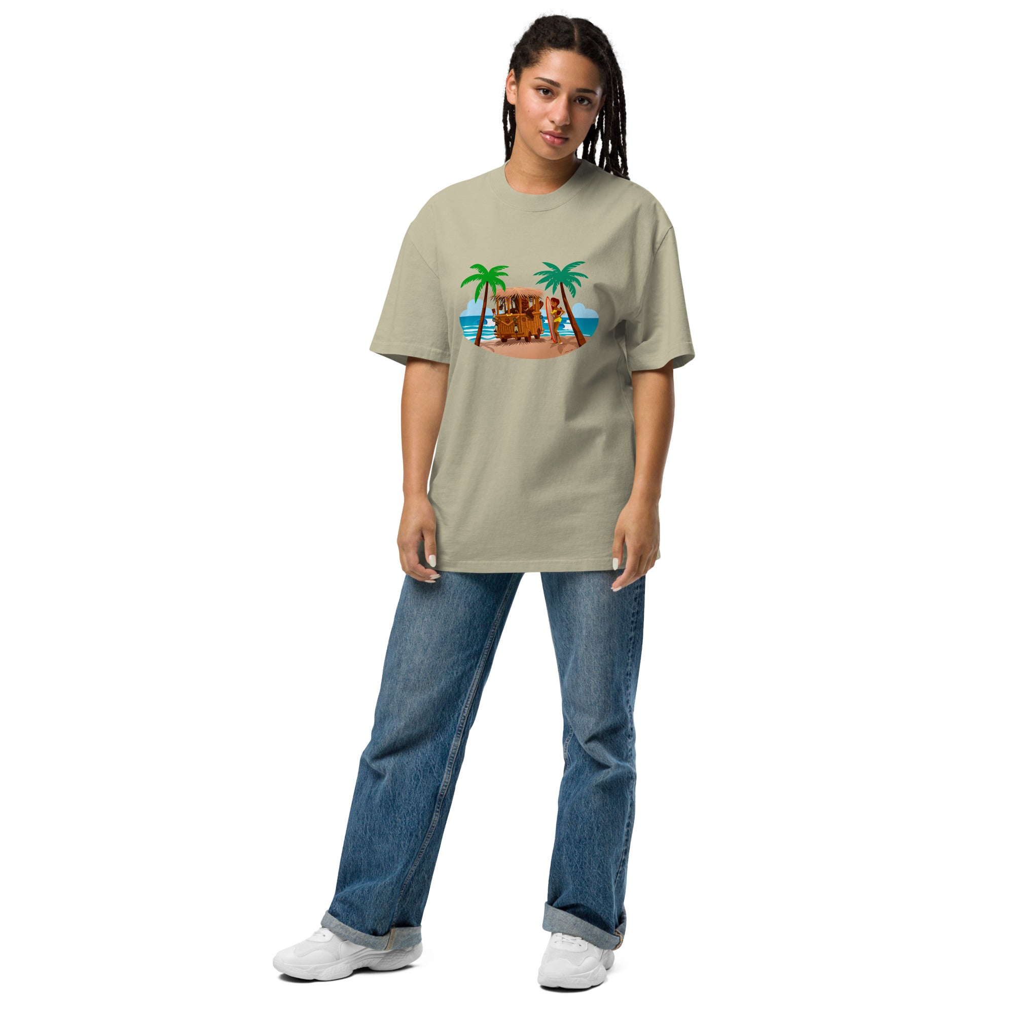 T-shirt oversize épais en coton Tiki Kombi