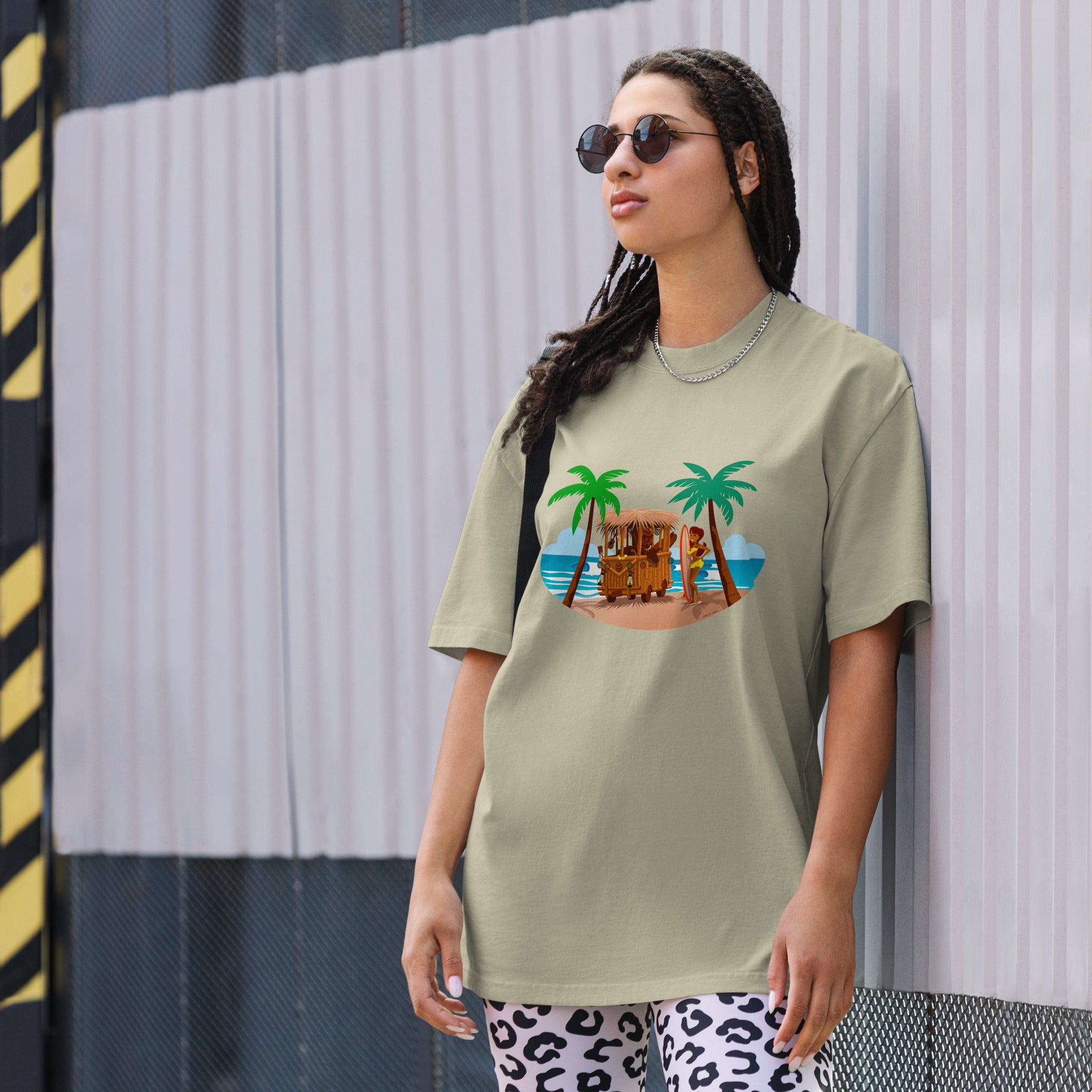 T-shirt oversize épais en coton Tiki Kombi