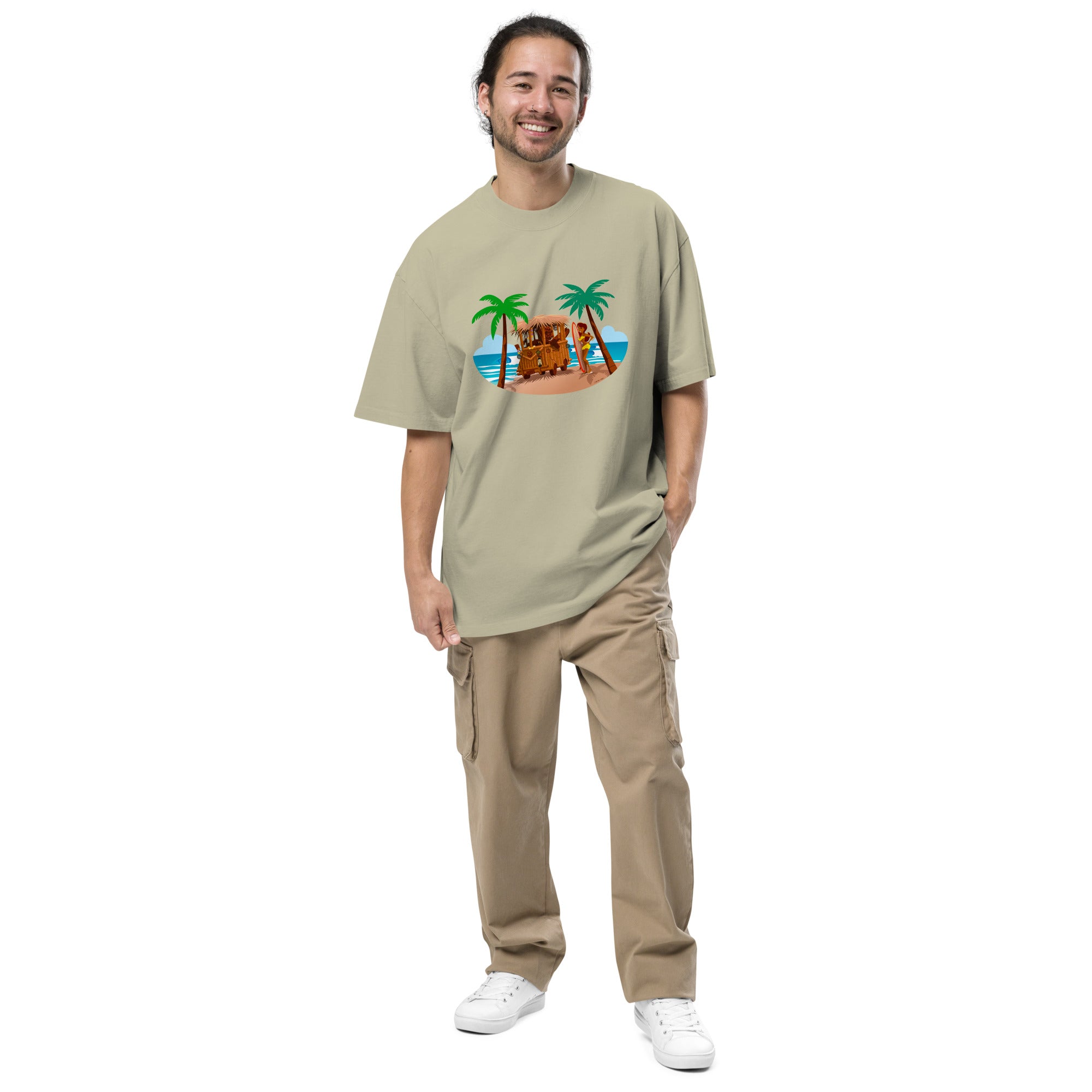 T-shirt oversize épais en coton Tiki Kombi