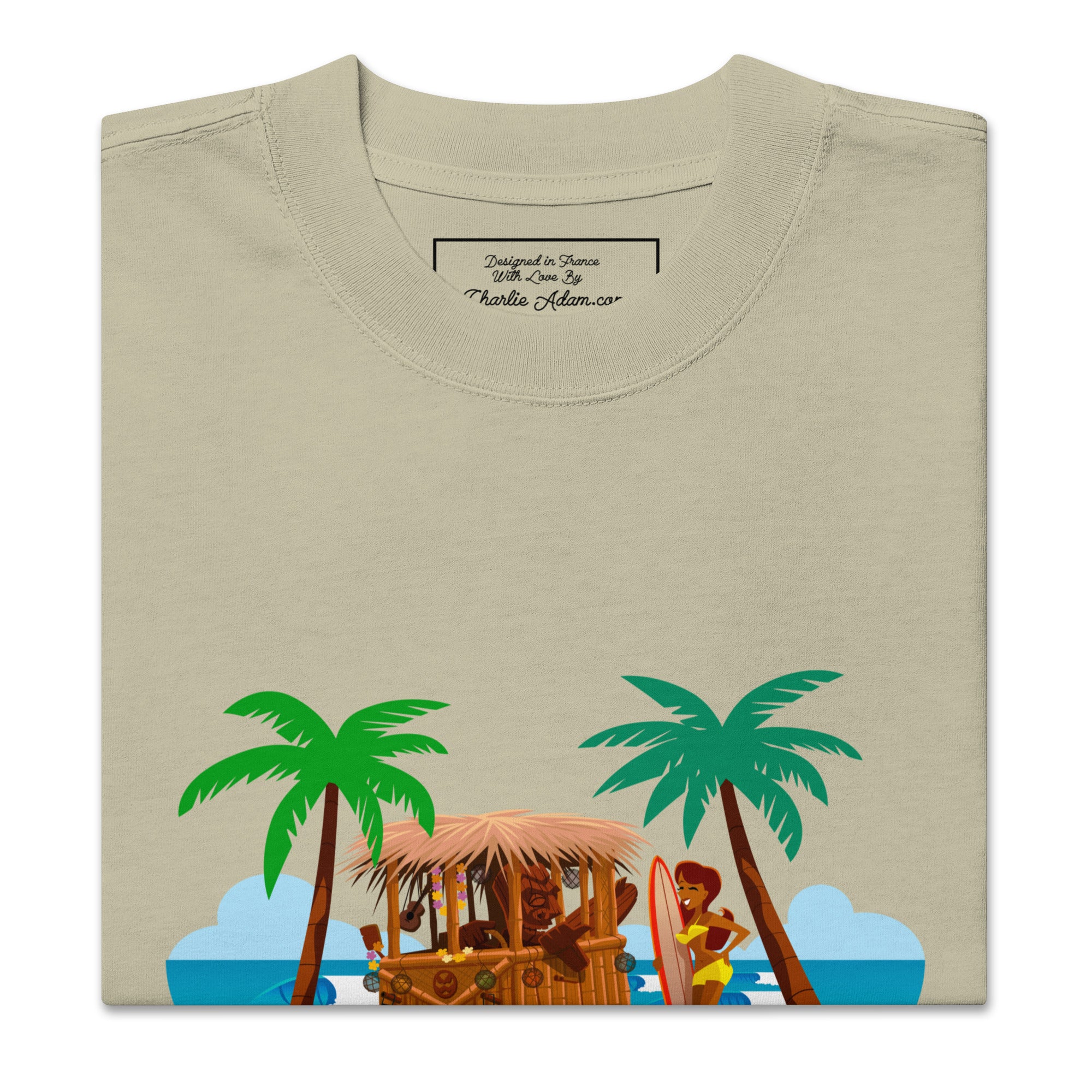 T-shirt oversize épais en coton Tiki Kombi