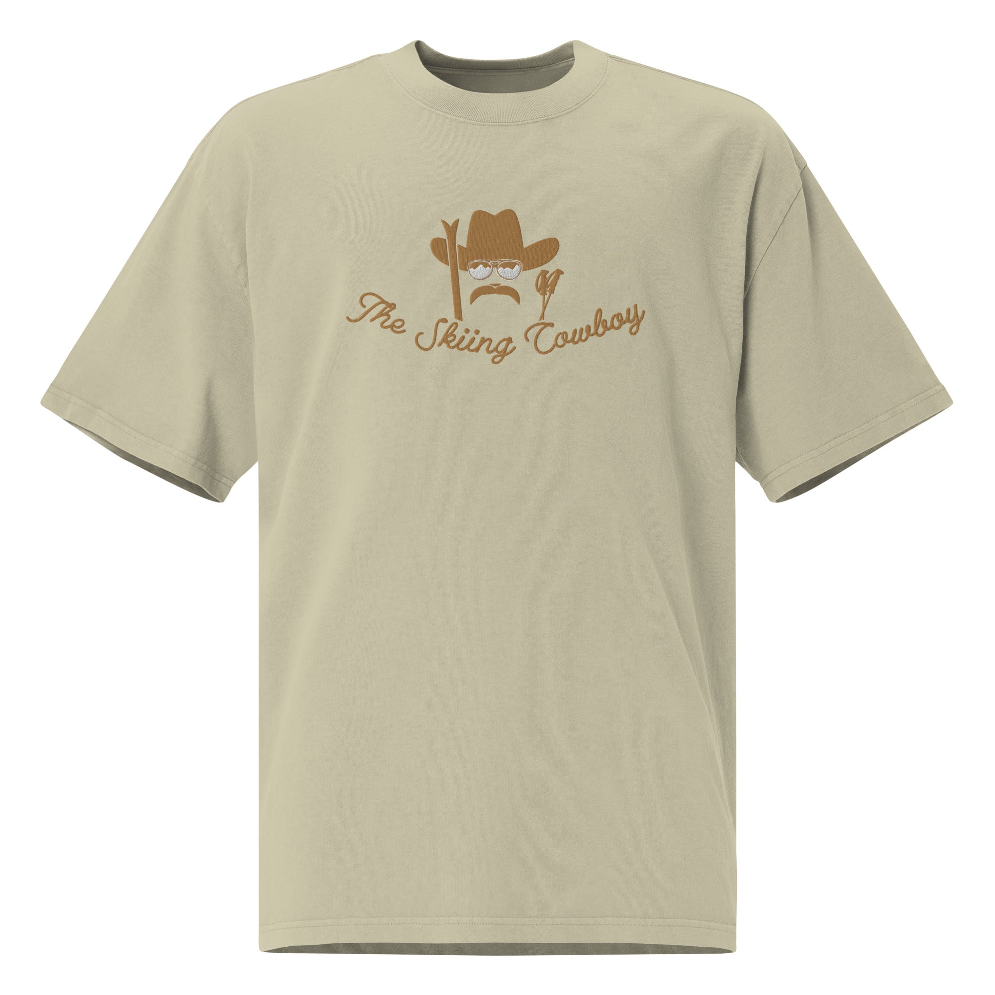 T-shirt oversize épais en coton The Skiing Cowboy brodé Old Gold