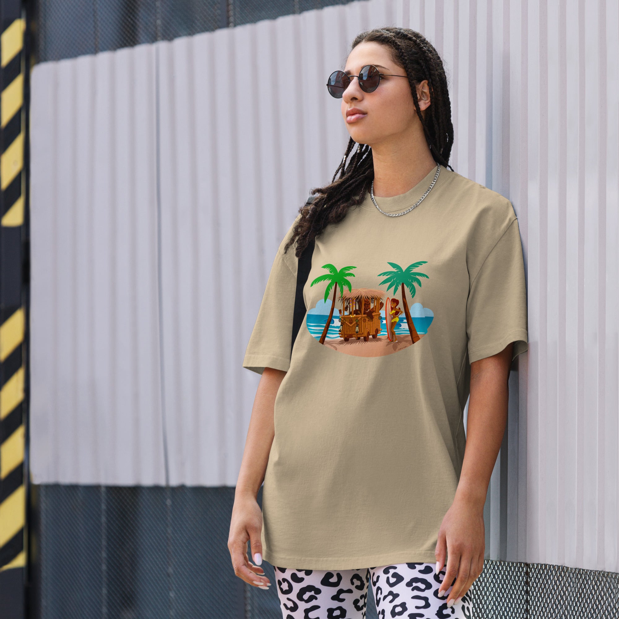 T-shirt oversize épais en coton Tiki Kombi