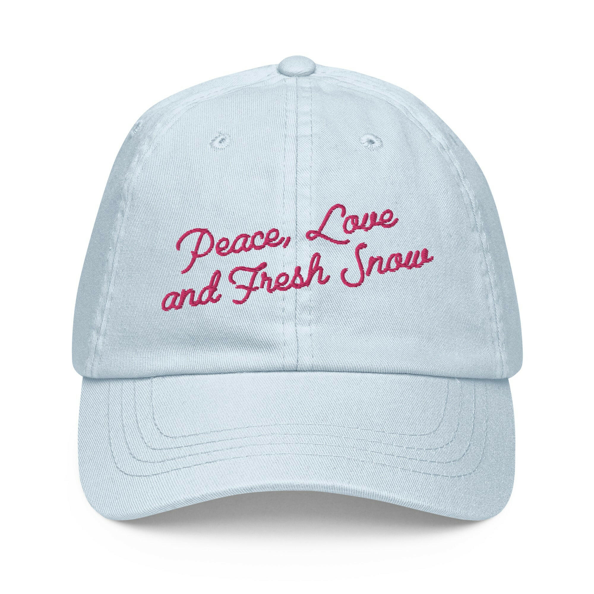 Pastel Baseball Cap Peace, Love and Fresh Snow Flamingo