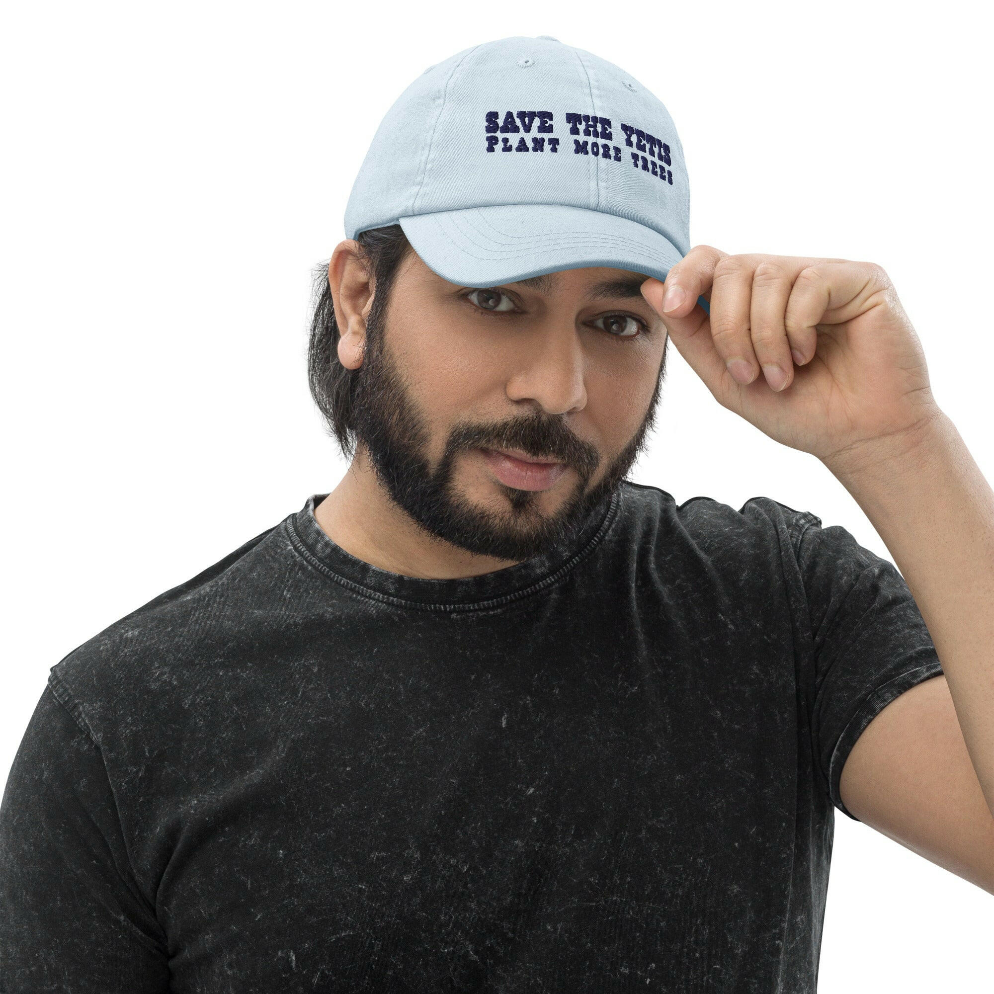 Pastel baseball cap Save the Yetis, Plant more Trees Navy