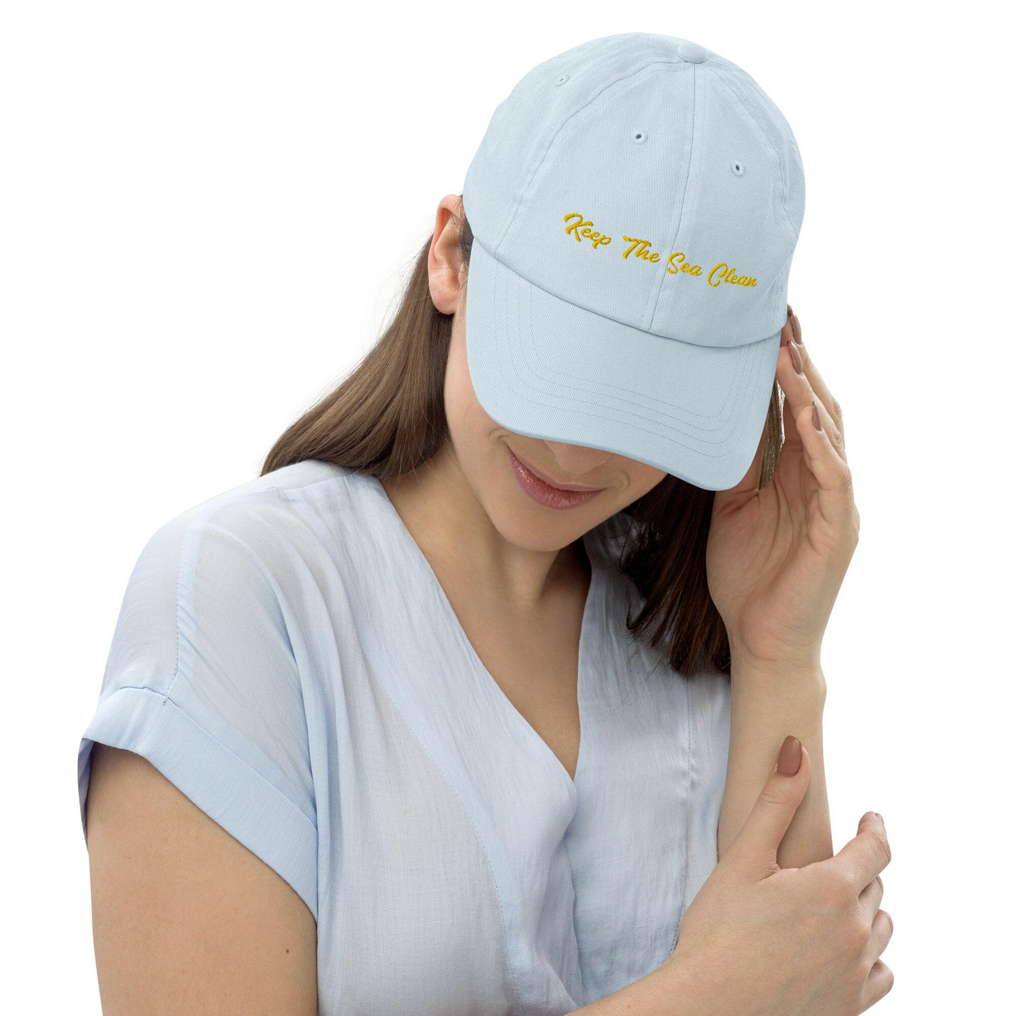 Pastel Baseball Cap Keep The Sea Clean Gold