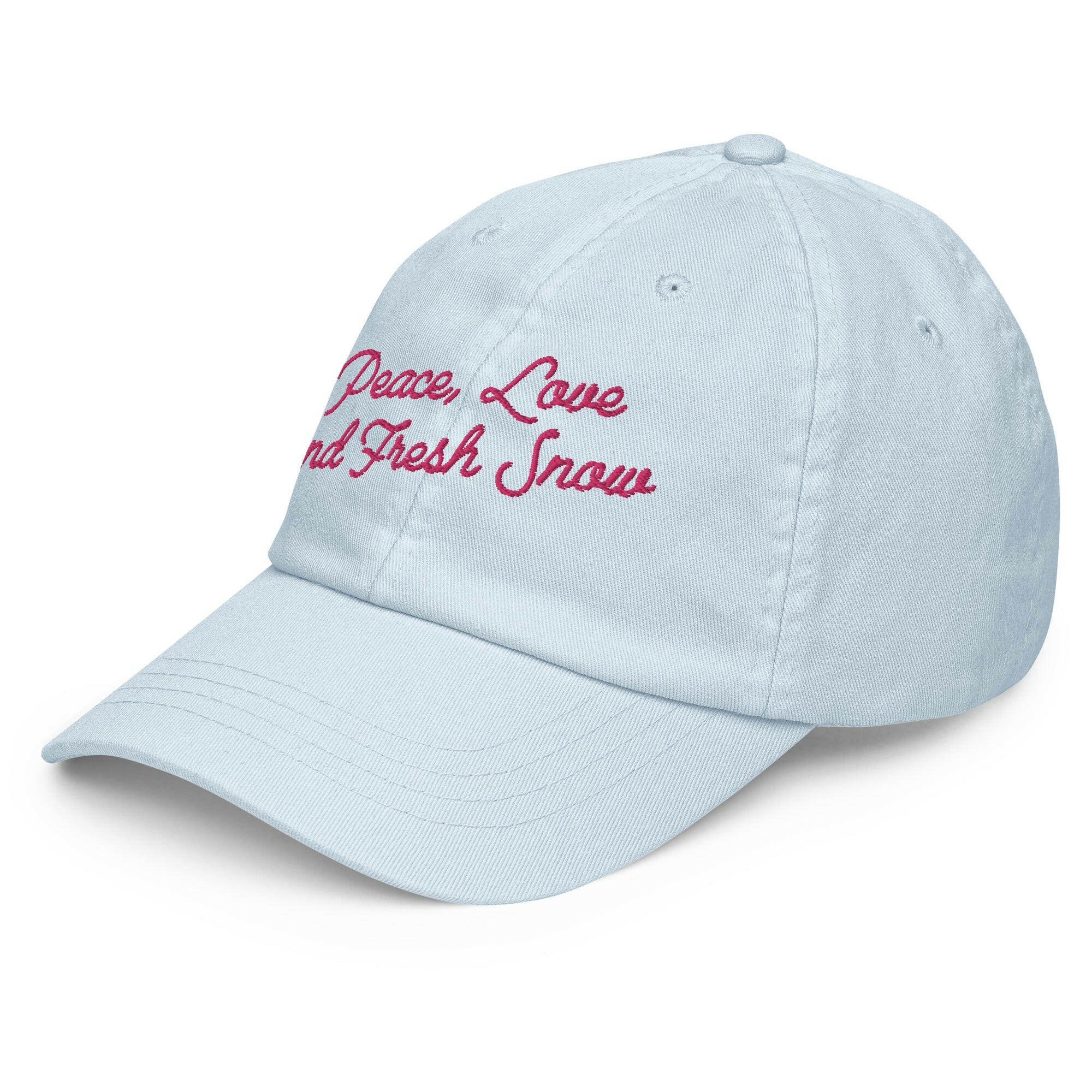 Pastel Baseball Cap Peace, Love and Fresh Snow Flamingo