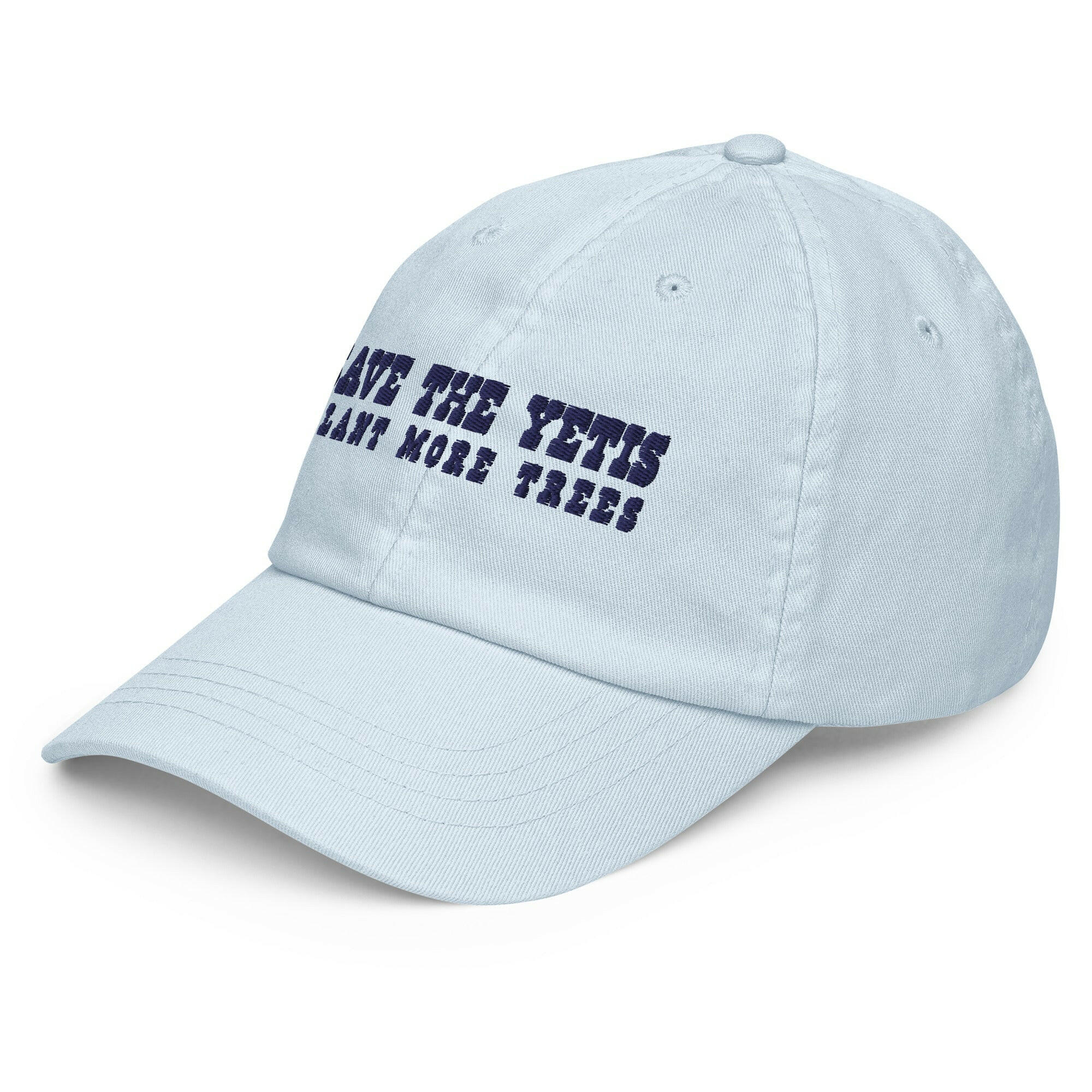 Casquette de baseball pastel Save the Yetis, Plant more Trees bleu marine