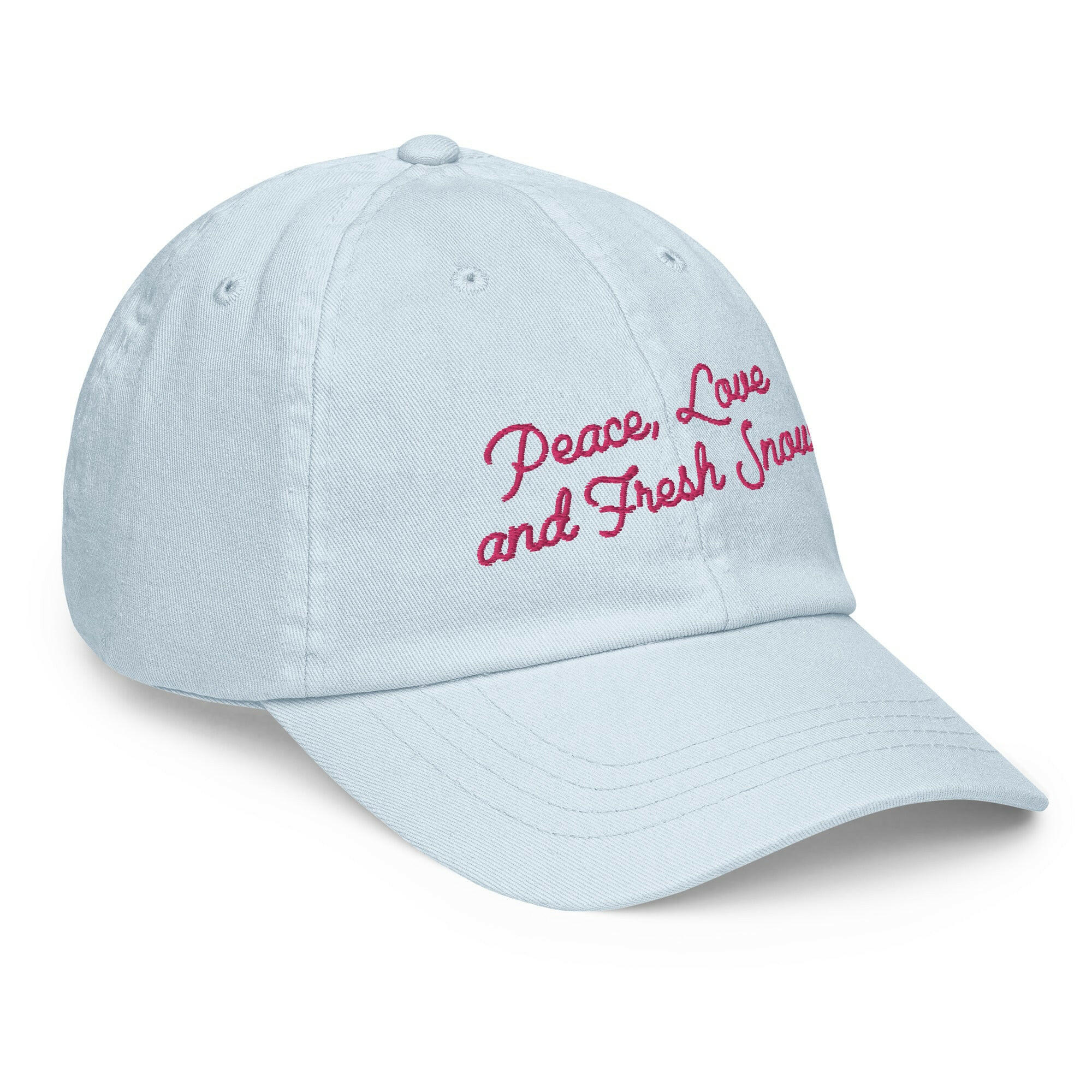 Pastel Baseball Cap Peace, Love and Fresh Snow Flamingo