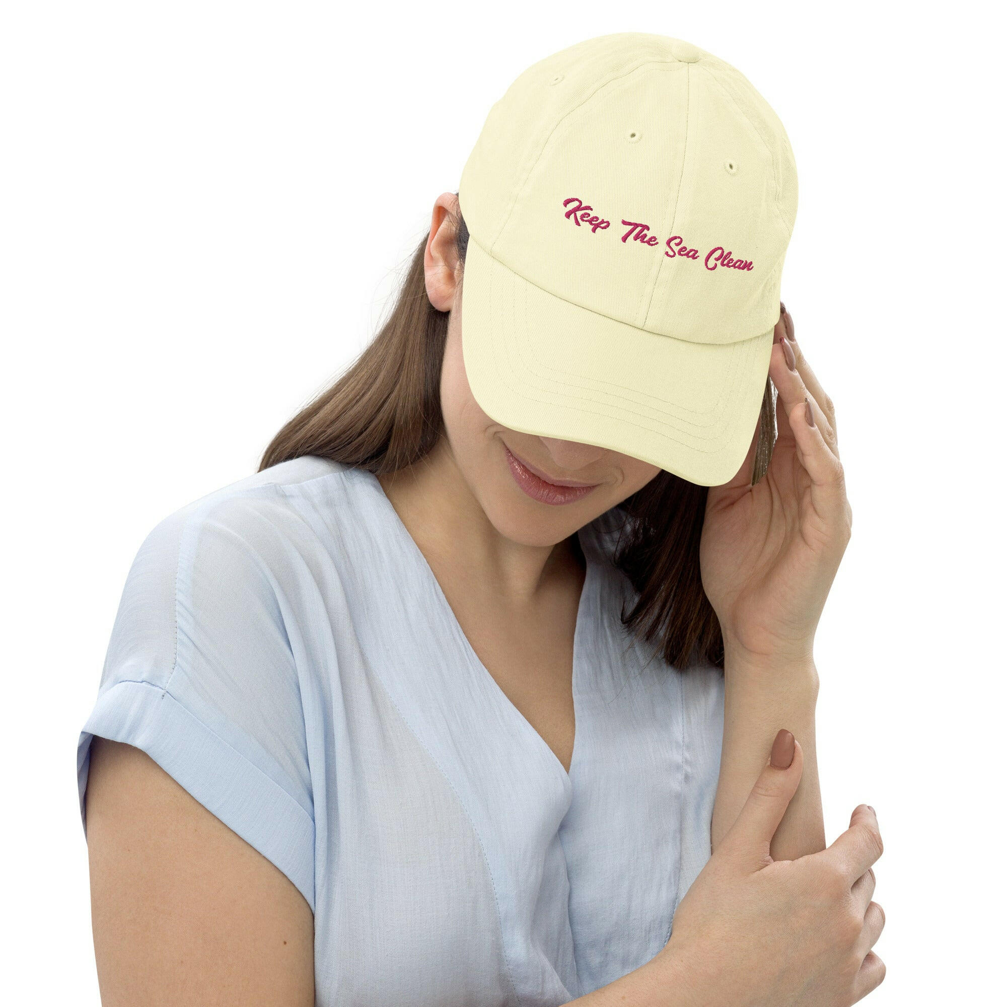 Pastel Baseball Cap Keep The Sea Clean Flamingo