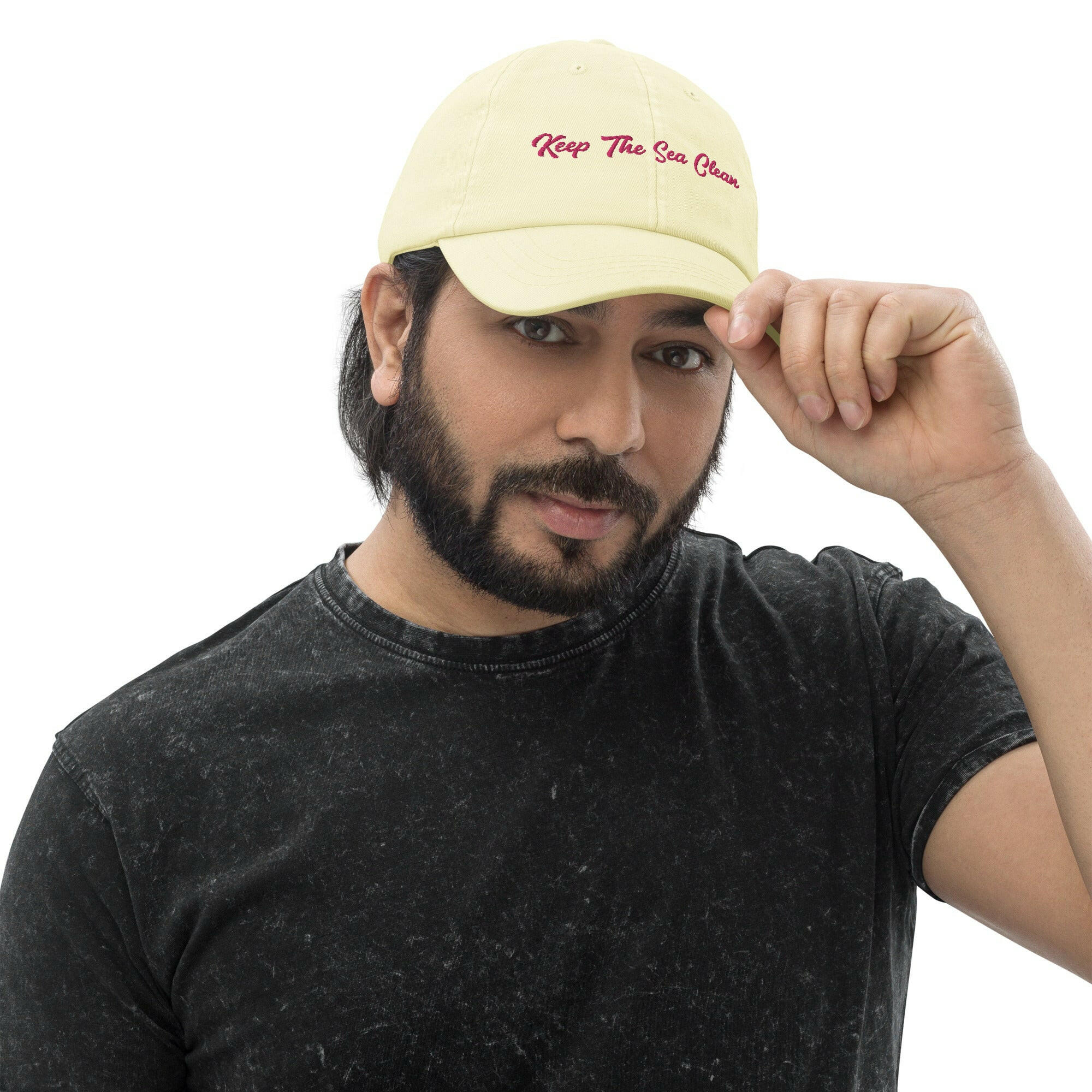 Pastel Baseball Cap Keep The Sea Clean Flamingo