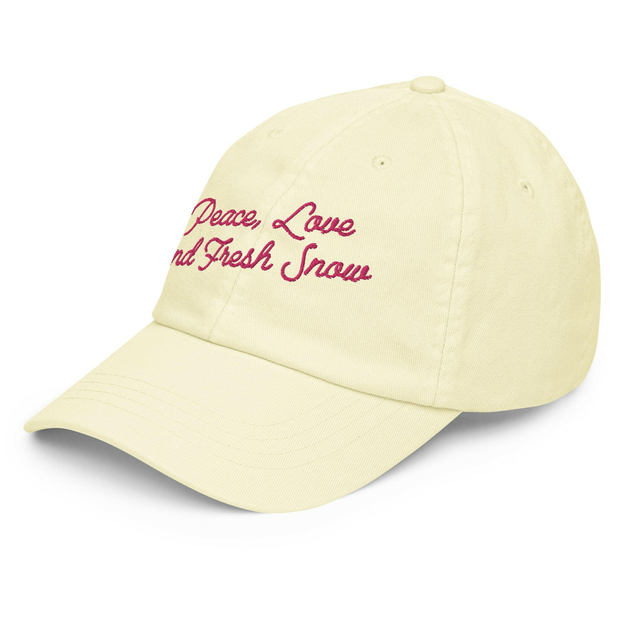 Pastel Baseball Cap Peace, Love and Fresh Snow Flamingo