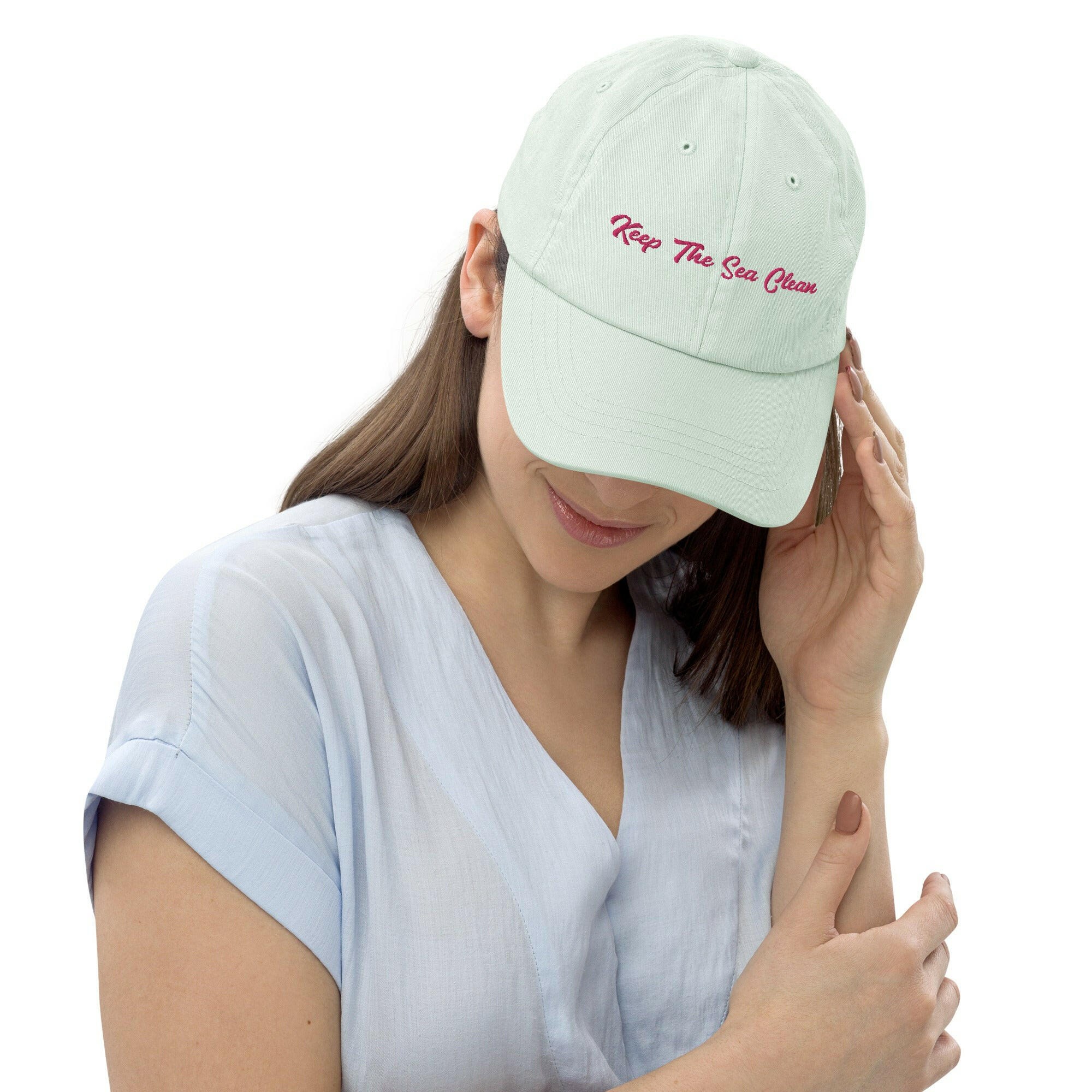 Pastel Baseball Cap Keep The Sea Clean Flamingo