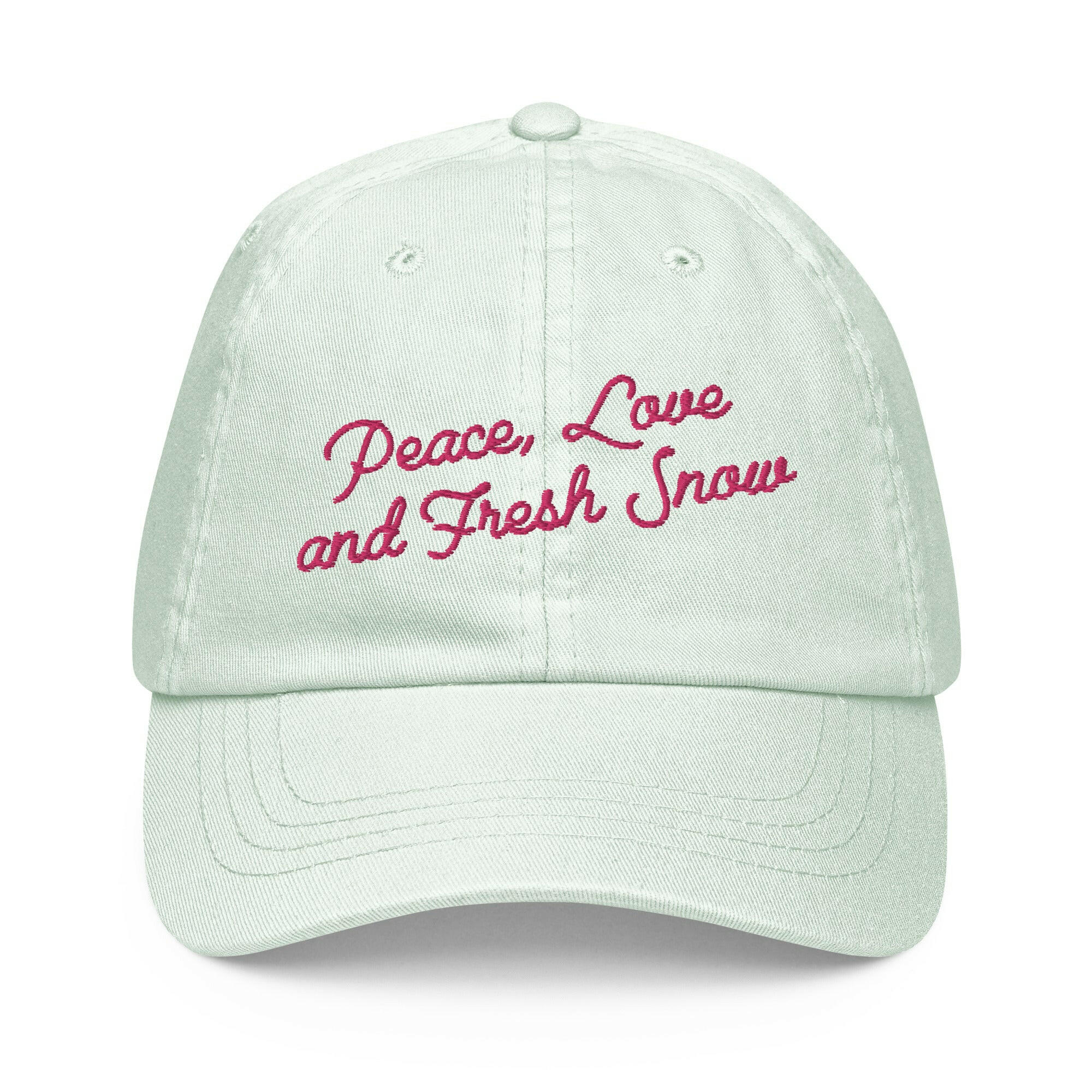 Pastel Baseball Cap Peace, Love and Fresh Snow Flamingo