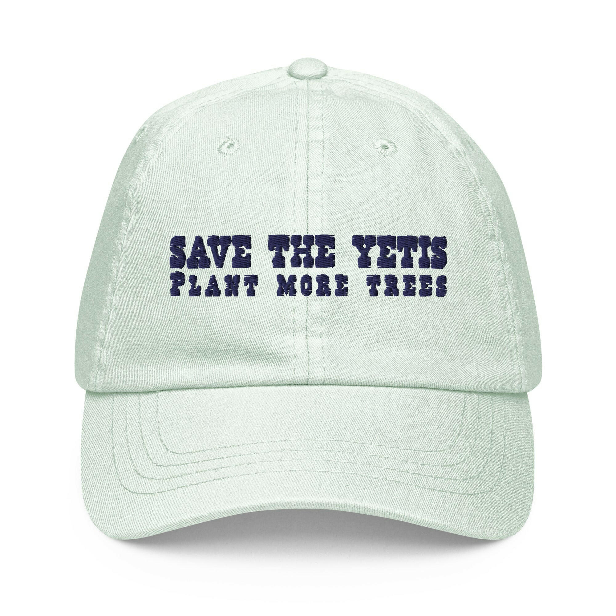 Pastel baseball cap Save the Yetis, Plant more Trees Navy