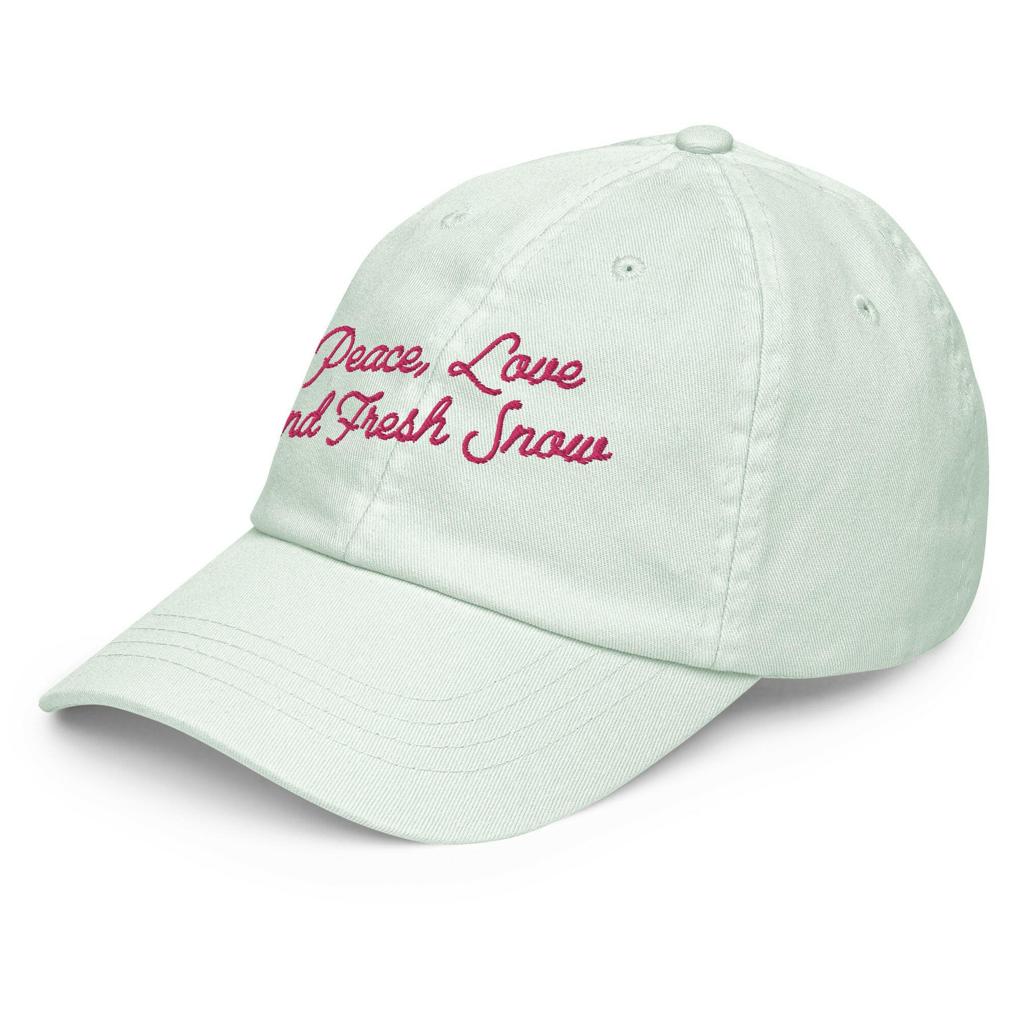 Pastel Baseball Cap Peace, Love and Fresh Snow Flamingo