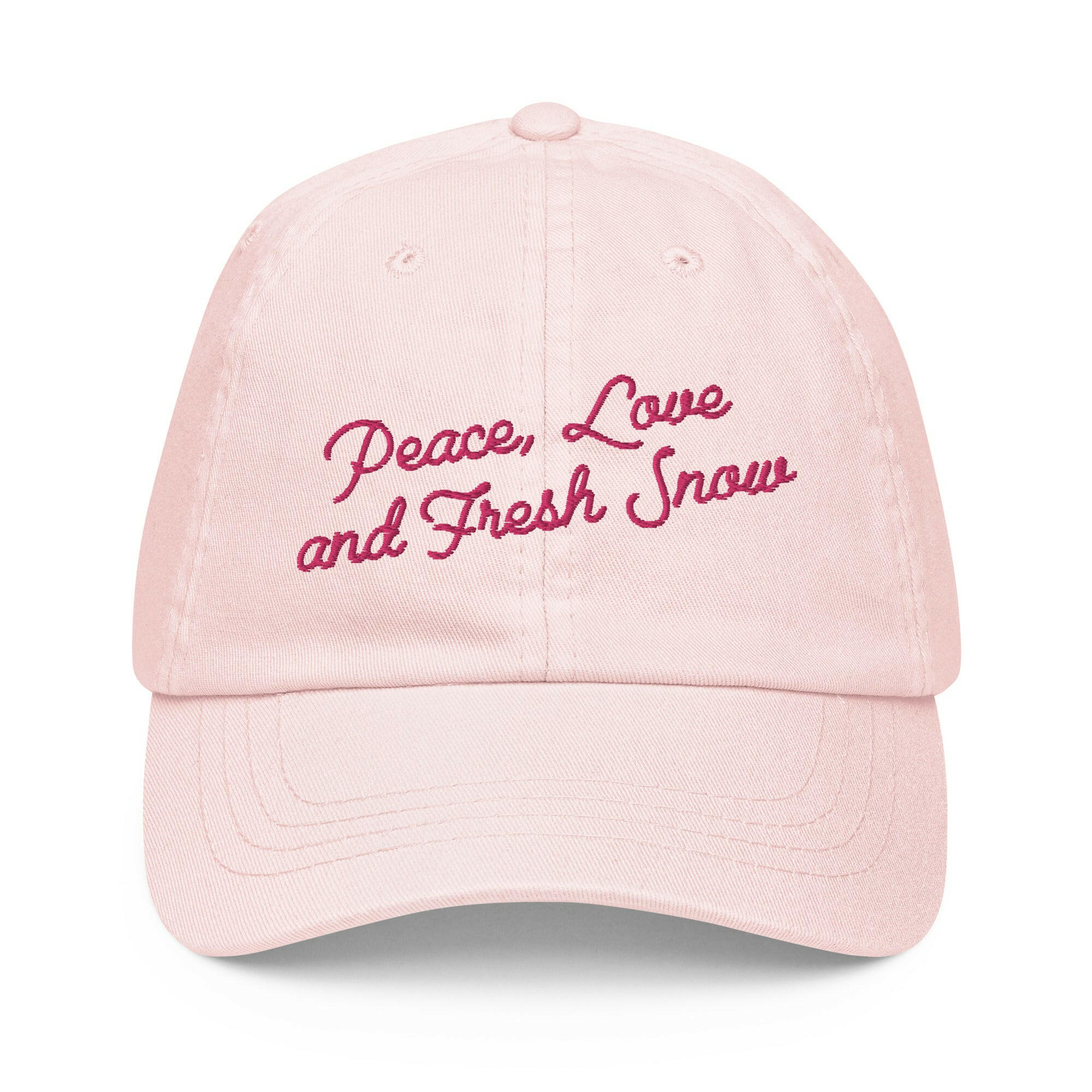 Pastel Baseball Cap Peace, Love and Fresh Snow Flamingo