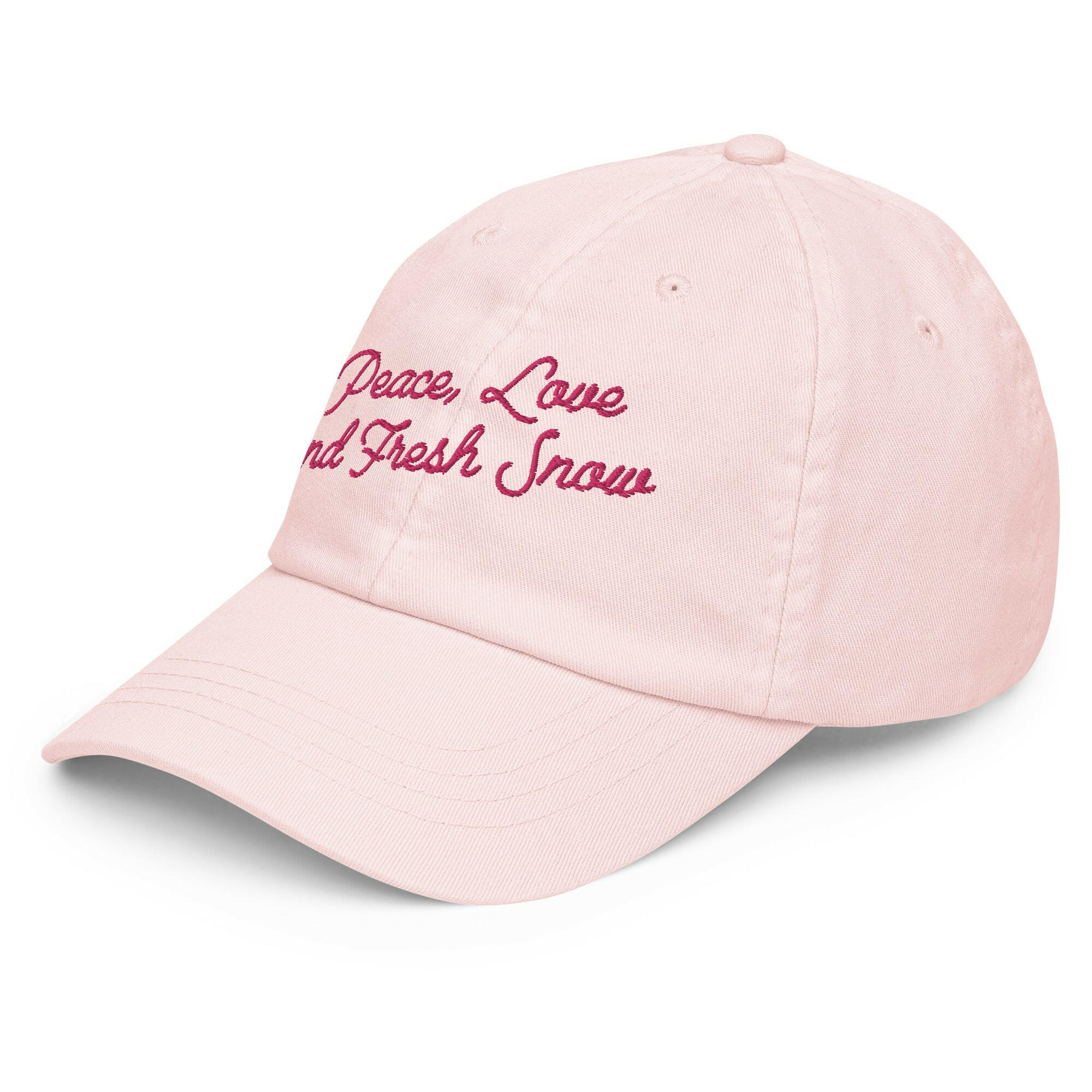 Pastel Baseball Cap Peace, Love and Fresh Snow Flamingo