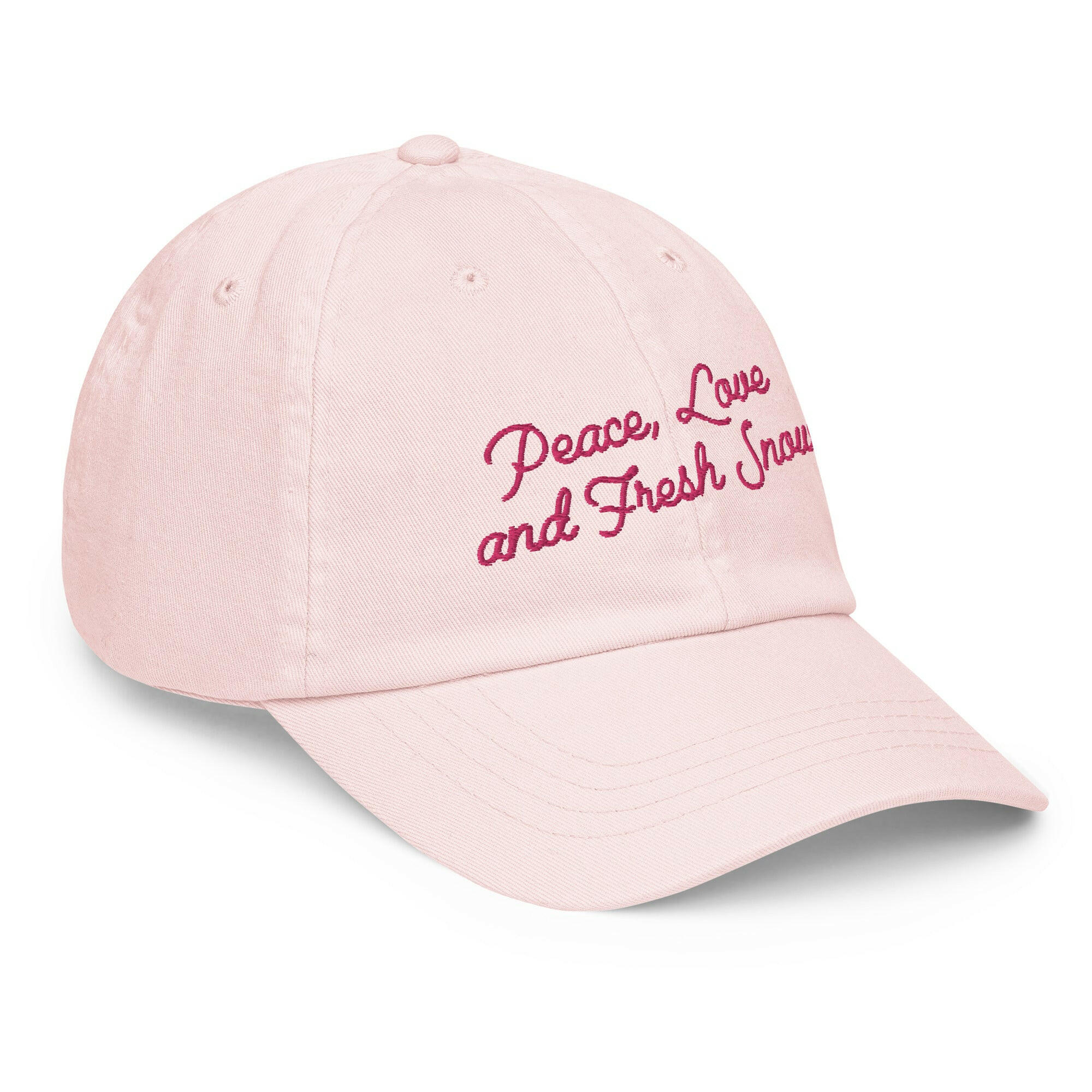 Pastel Baseball Cap Peace, Love and Fresh Snow Flamingo