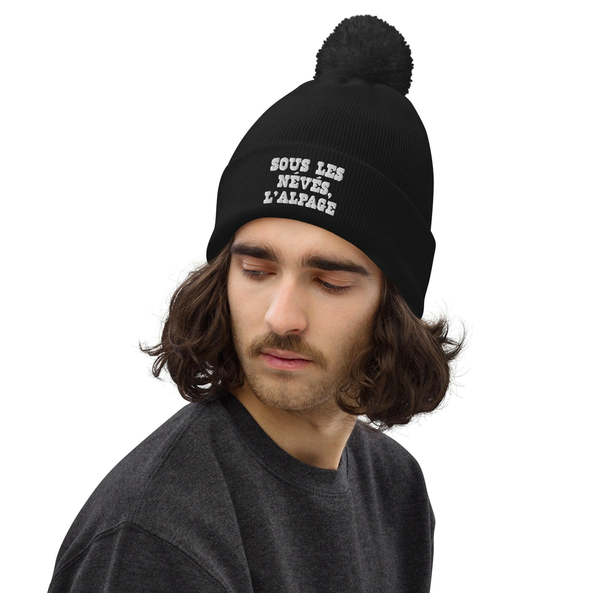 Pom pom beanie Sous les névés l'alpage White