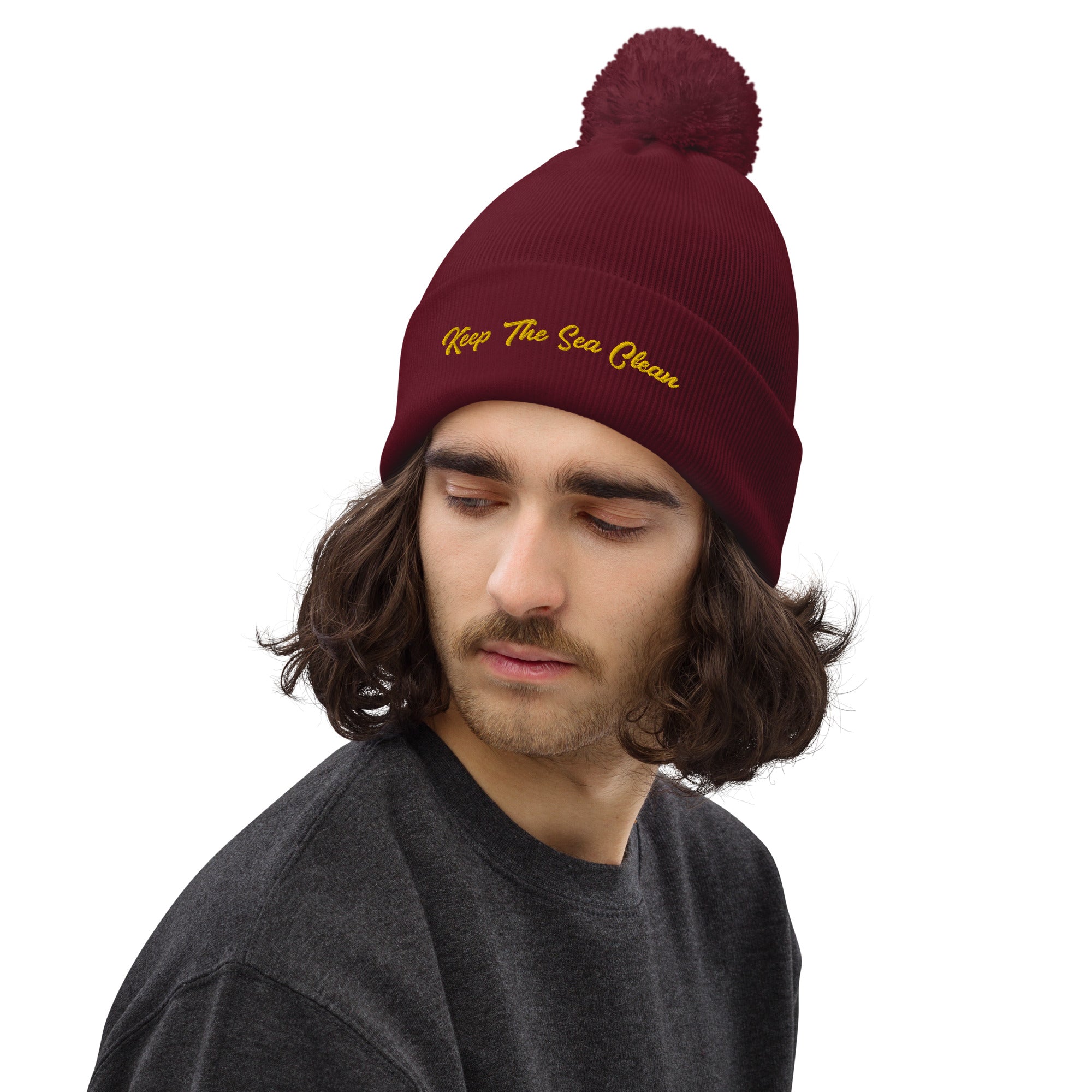 Pom pom beanie Keep The Sea Clean Gold